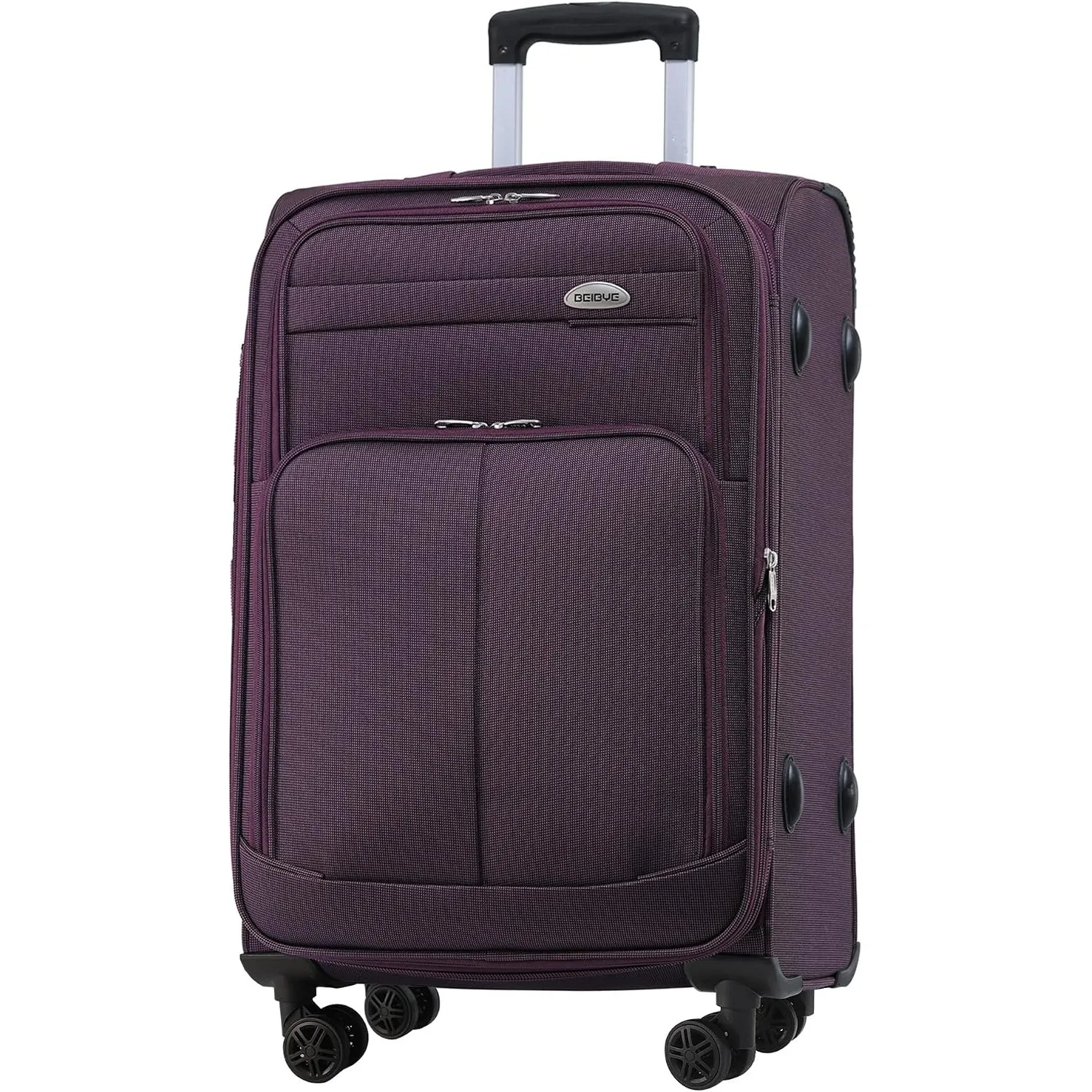 BEIBYE Leichter Stoffkoffer Kofferset Trolley Außentaschen Dehungsfuge mehr Stauraum mit Zahlenschloss (Lila, XL-Großer…