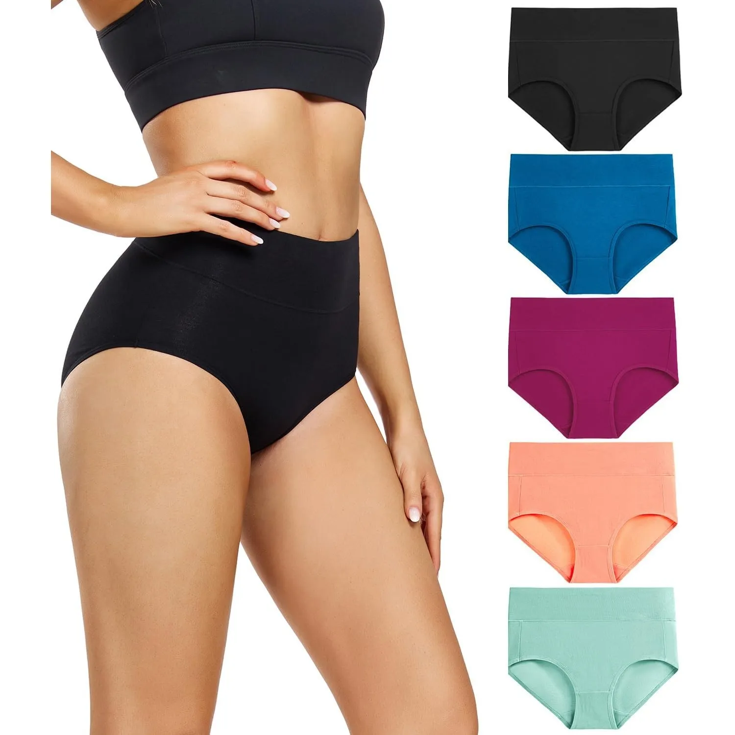 wirarpa Damen Unterhosen Baumwolle Slips Damen Unterwäsche Hohe Taille Taillenslip Weich Frauen 5er Pack