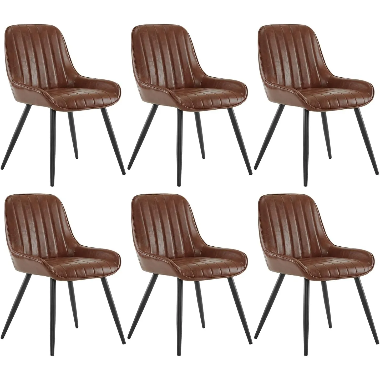 Lestarain Esszimmerstühle 6er Set Retro Kunstleder Braun