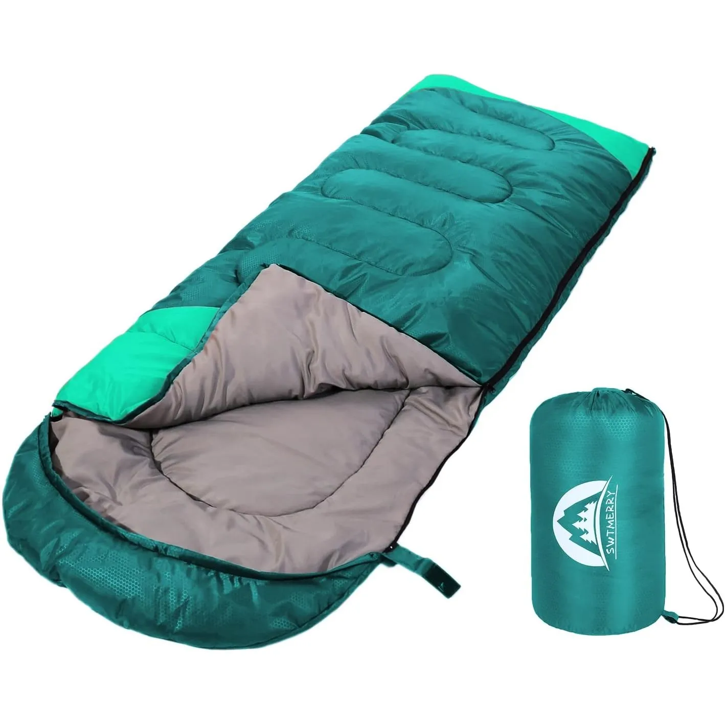 SWTMERRY - Schlafsack für 3-4 Jahreszeiten (Sommer, Frühling, Herbst, Winter) warmes und kühles Wetter – leicht, Jugend…
