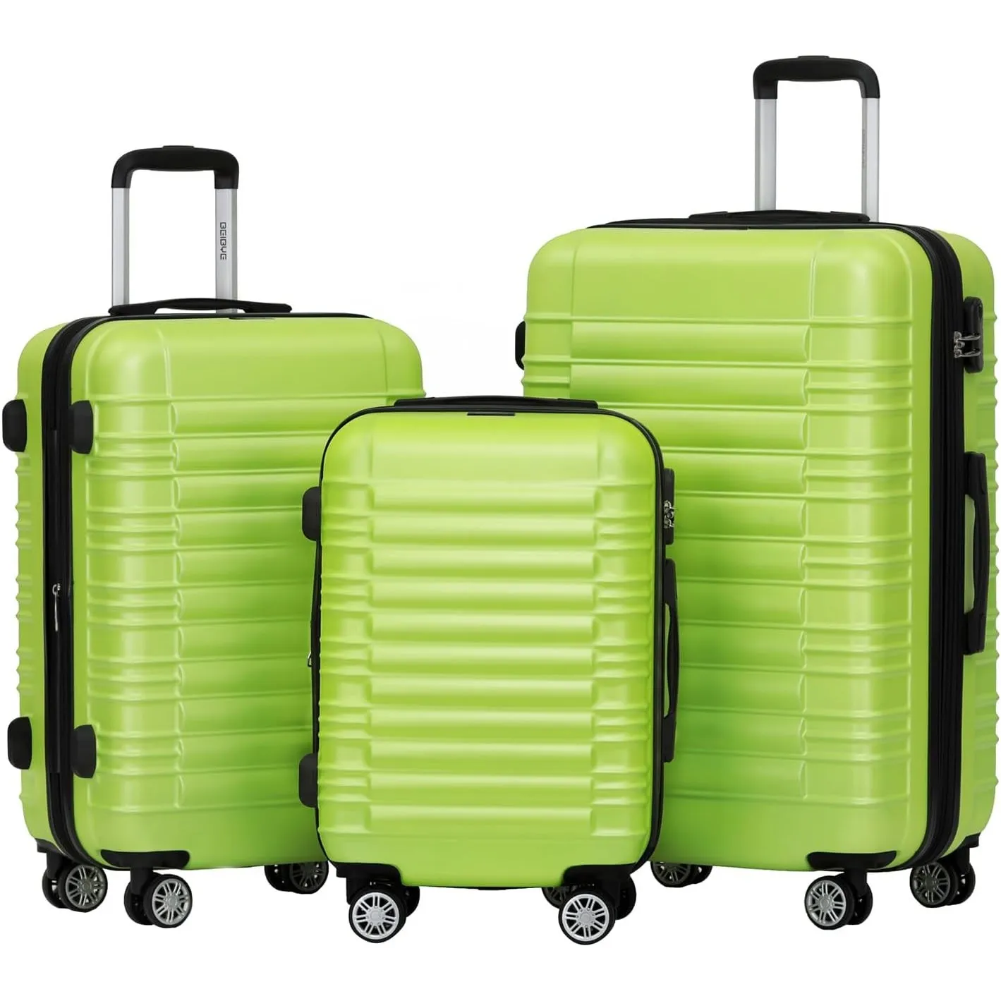 BEIBYE Hartschalen Koffer Trolley Rollkoffer Reisekoffer Zwillingsrollen Kofferset (Grün, Set)