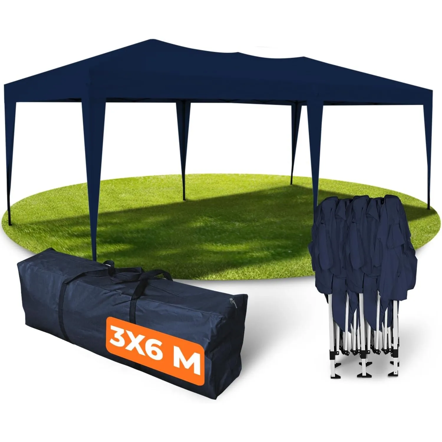 Kronenburg Faltpavillon wasserdicht Pavillon, Gartenzelt, 3x6 m - mit UV Schutz 50+, Blau