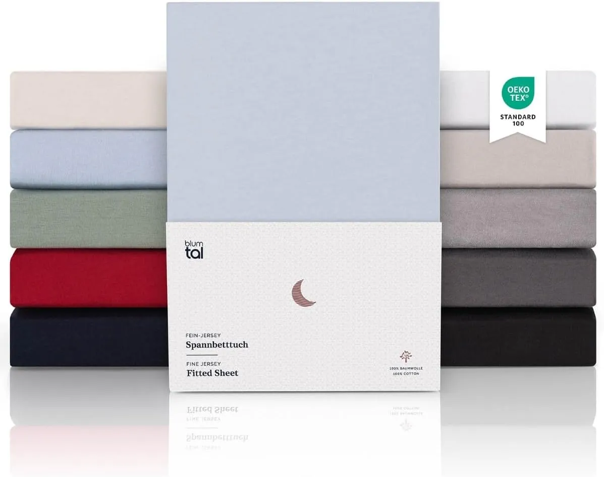 Blumtal® Premium Fitted Sheet 180 x 200 cm Box Spring Bed Jersey in Set of 2 – Oeko-Tex Certified Fitted Sheet 180 x 20…