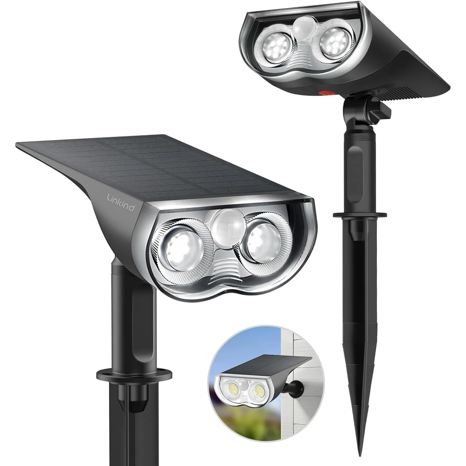 Linkind Solar Gartenleuchte mit Bewegungsmelder, 6500K Tageslichtweiß Solarlampe für außen mit Dauerlicht, IP65 1000lm …