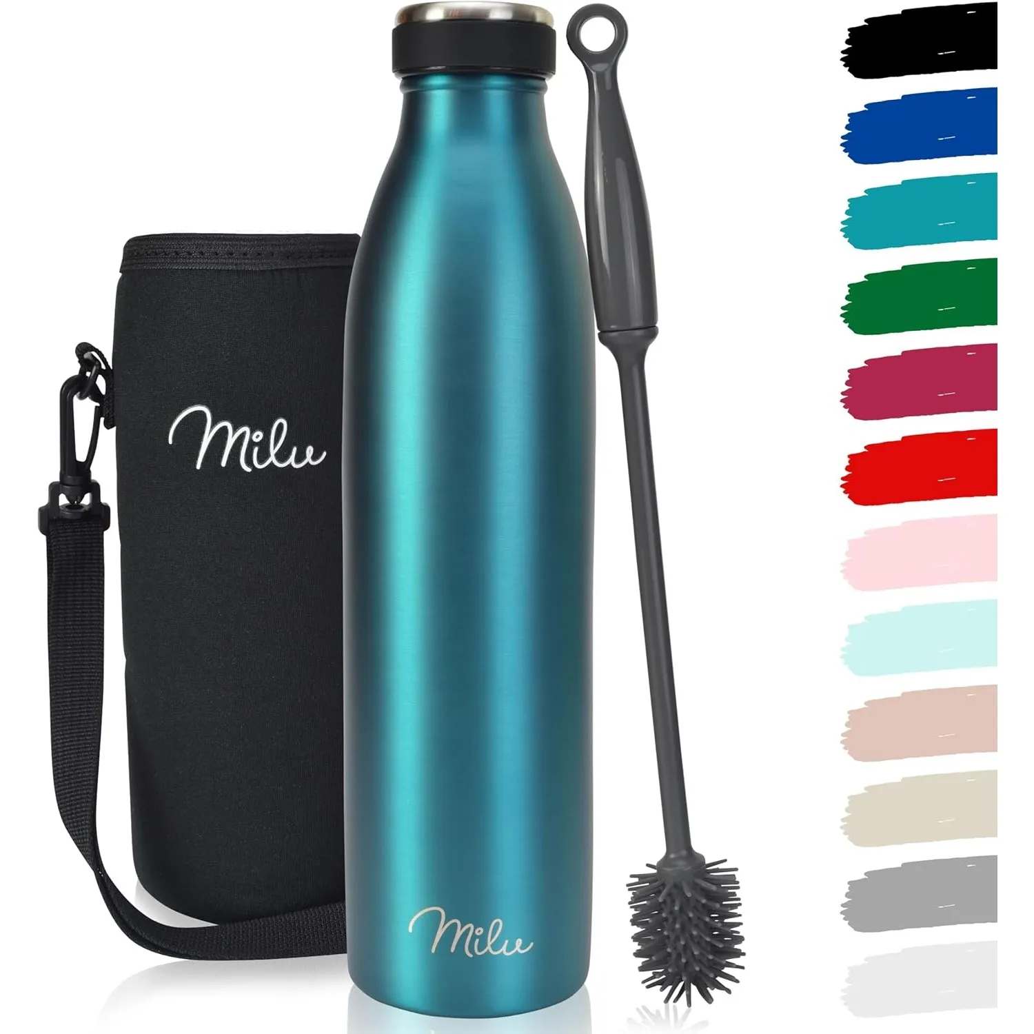 Milu Thermoflasche 350ml 500ml 750ml 1L 1,5L Isolierte Edelstahl Trinkflasche Thermoskanne Auslaufsichere Isolierflasch…
