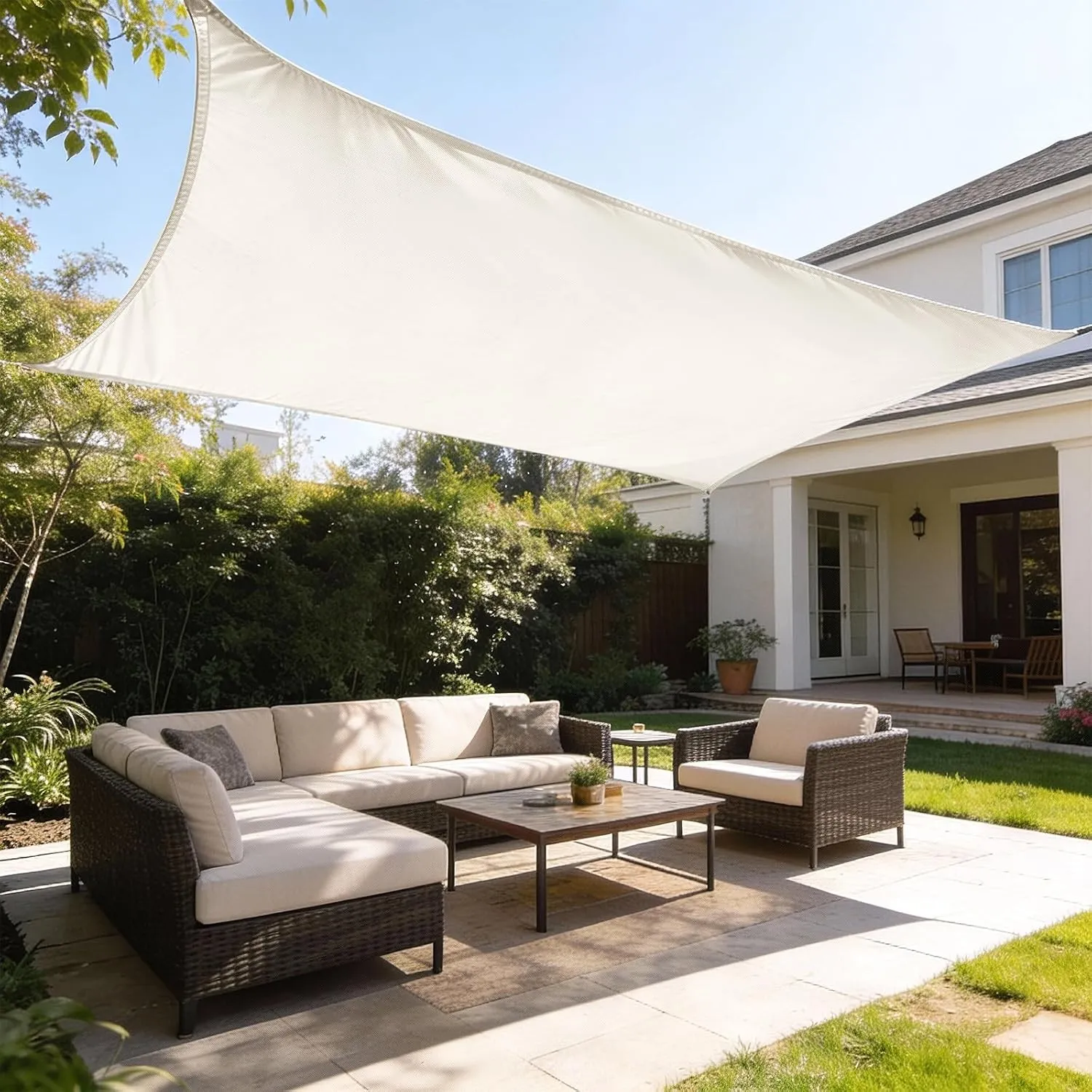 HAIKUS Sonnensegel Wasserdicht Rechteckig 3x4m Sonnenschutz Wasserabweisend Premium PES Polyester mit UV Schutz für Bal…