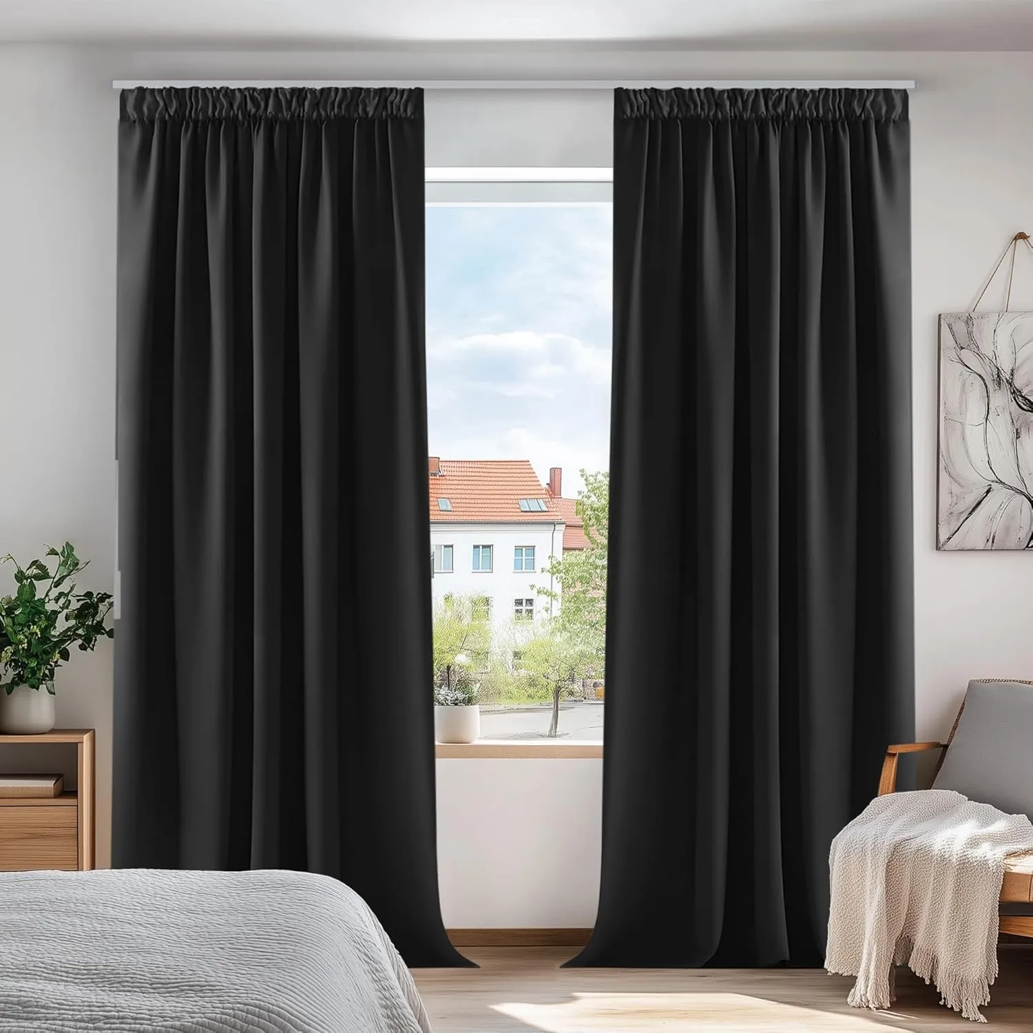Deconovo Vorhang verdunkelungsvorhang mit Kräuselband Gardinen Thermovorhang Kälteschutz thermo gegen Kälte Thermogardi…