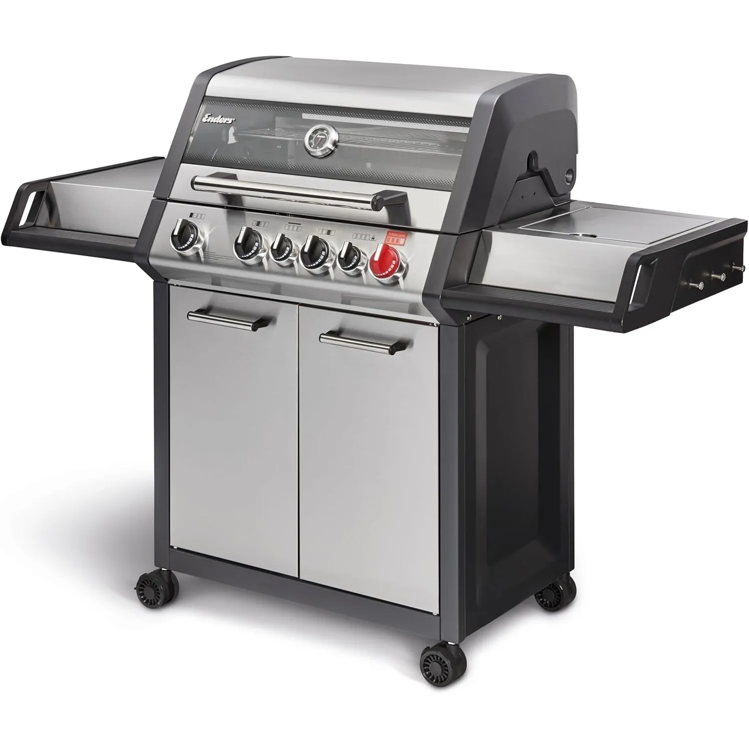 Enders® Gasgrill MONROE PRO 4 SIK TURBO, 4-Edelstahlbrenner, Seitenkocher, Infrarot-Backburner, Sichtfenster, HEAT RANG…