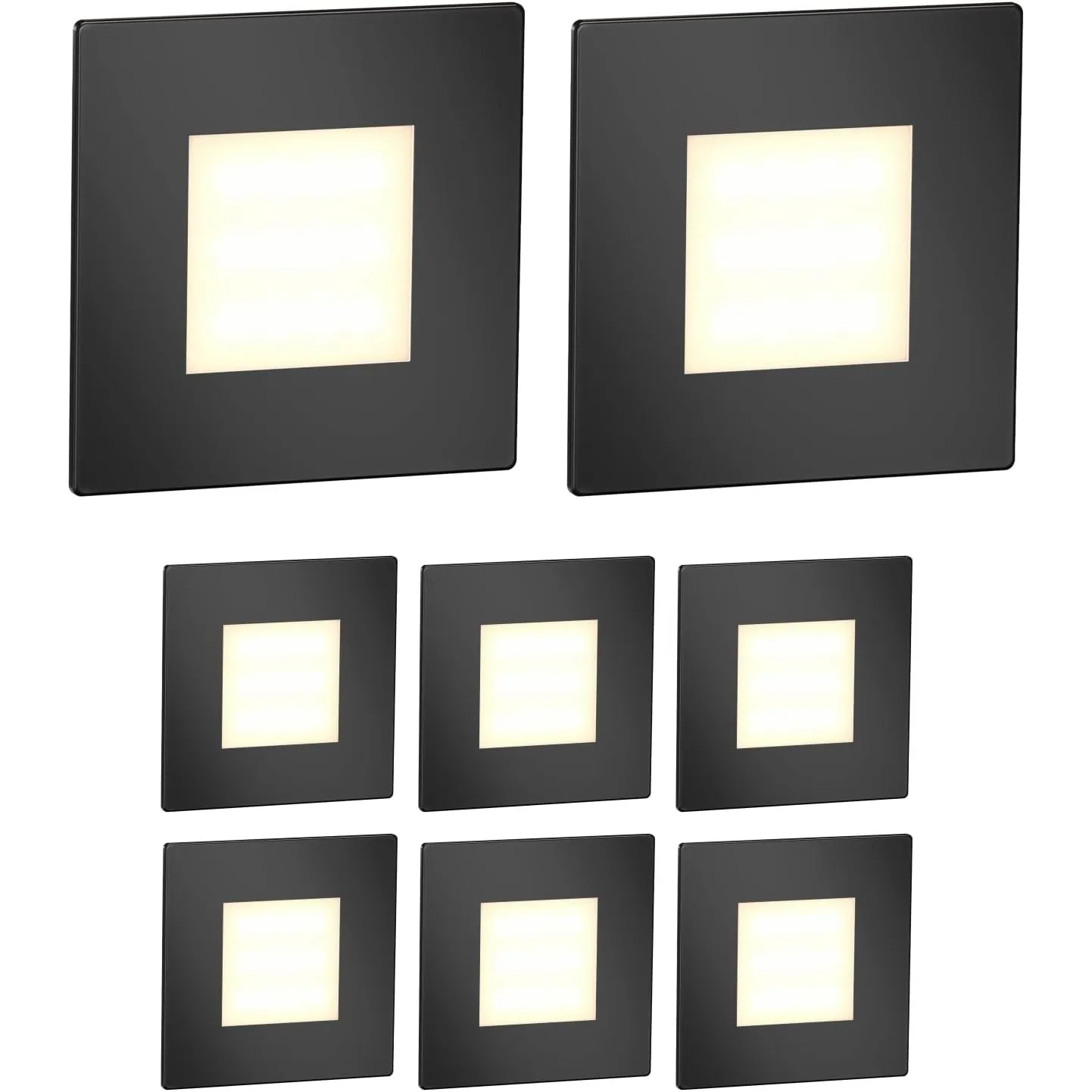 ledscom.de 8x LED Treppenlicht/Wandeinbauleuchte FEX für innen und außen, eckig, schwarz, 85 x 85mm, warmweiß