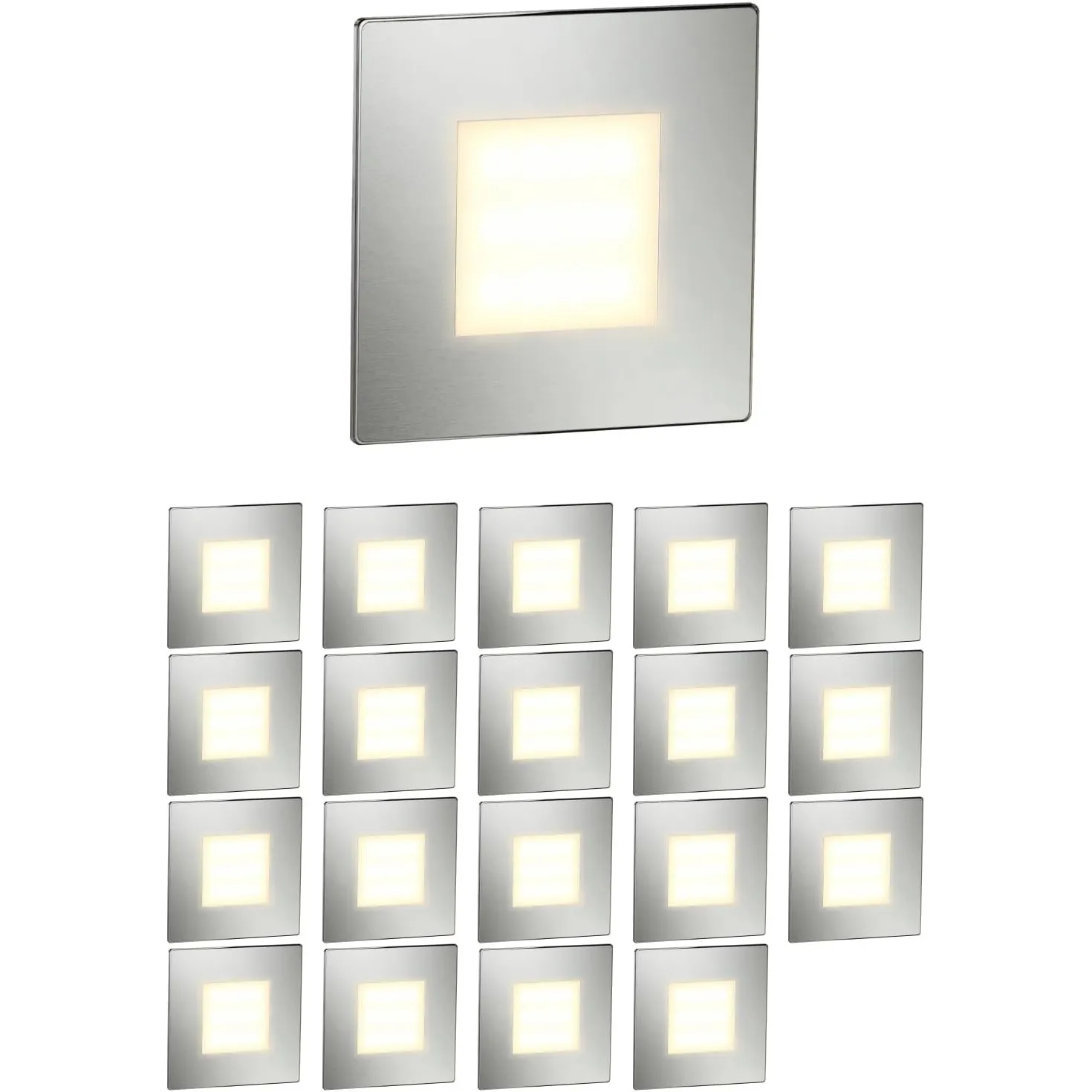 ledscom.de 20x LED Treppenlicht/Wandeinbauleuchte FEX für innen und außen, eckig, edelstahl, 85 x 85mm, warmweiß