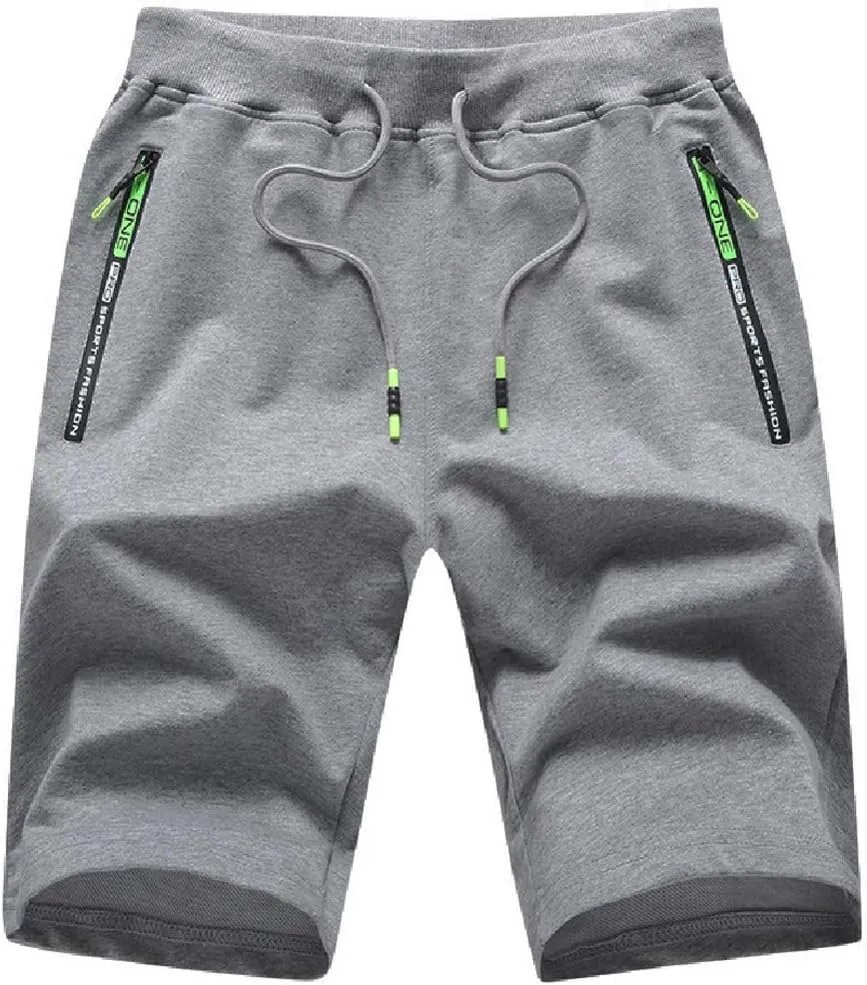 JustSun Men’s Shorts, Sports Shorts, Cotton Stretch Fabric with Zip
