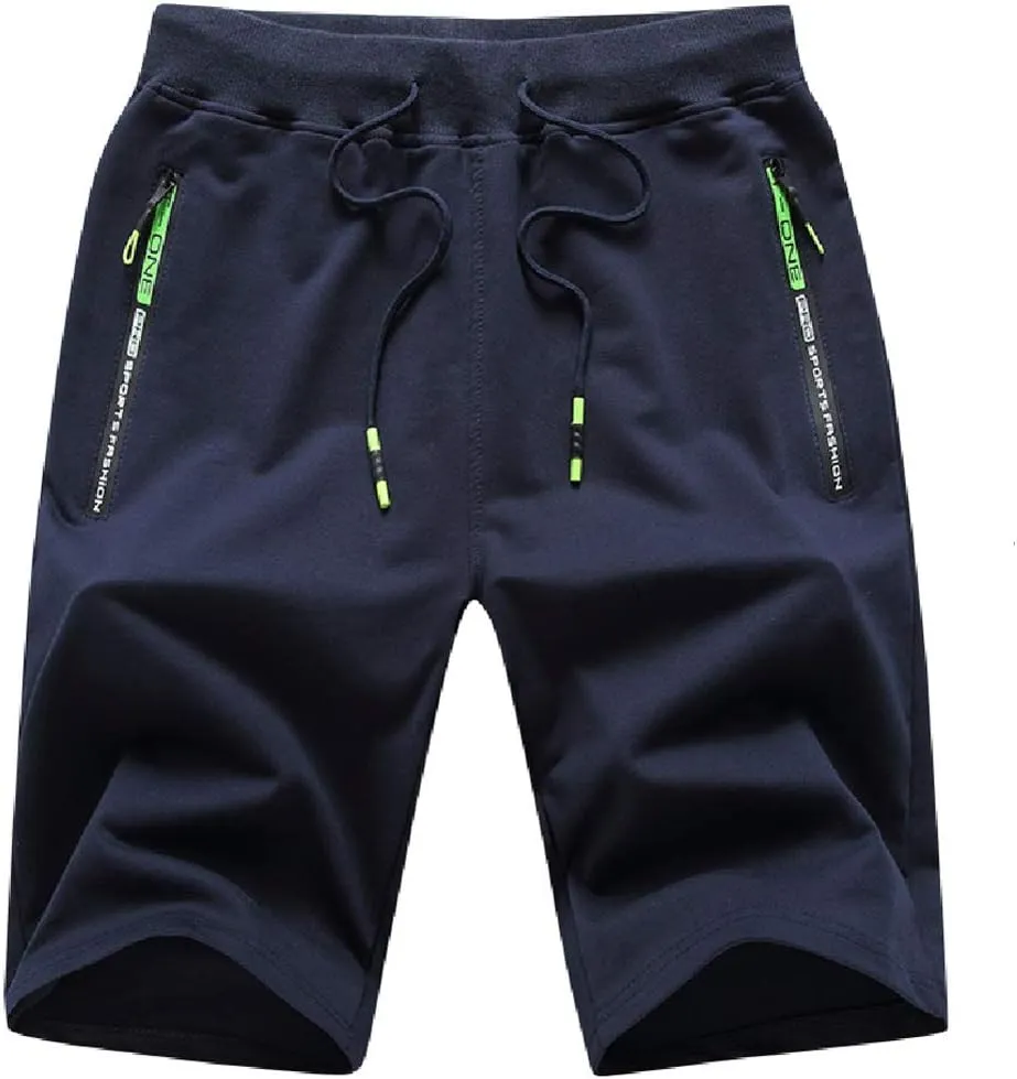 JustSun Men’s Shorts, Sports Shorts, Cotton Stretch Fabric with Zip