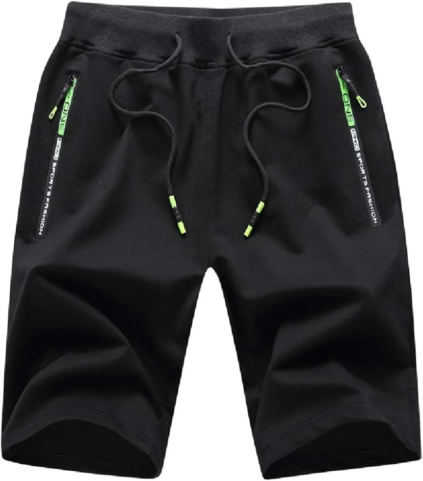 JustSun Men’s Shorts, Sports Shorts, Cotton Stretch Fabric with Zip