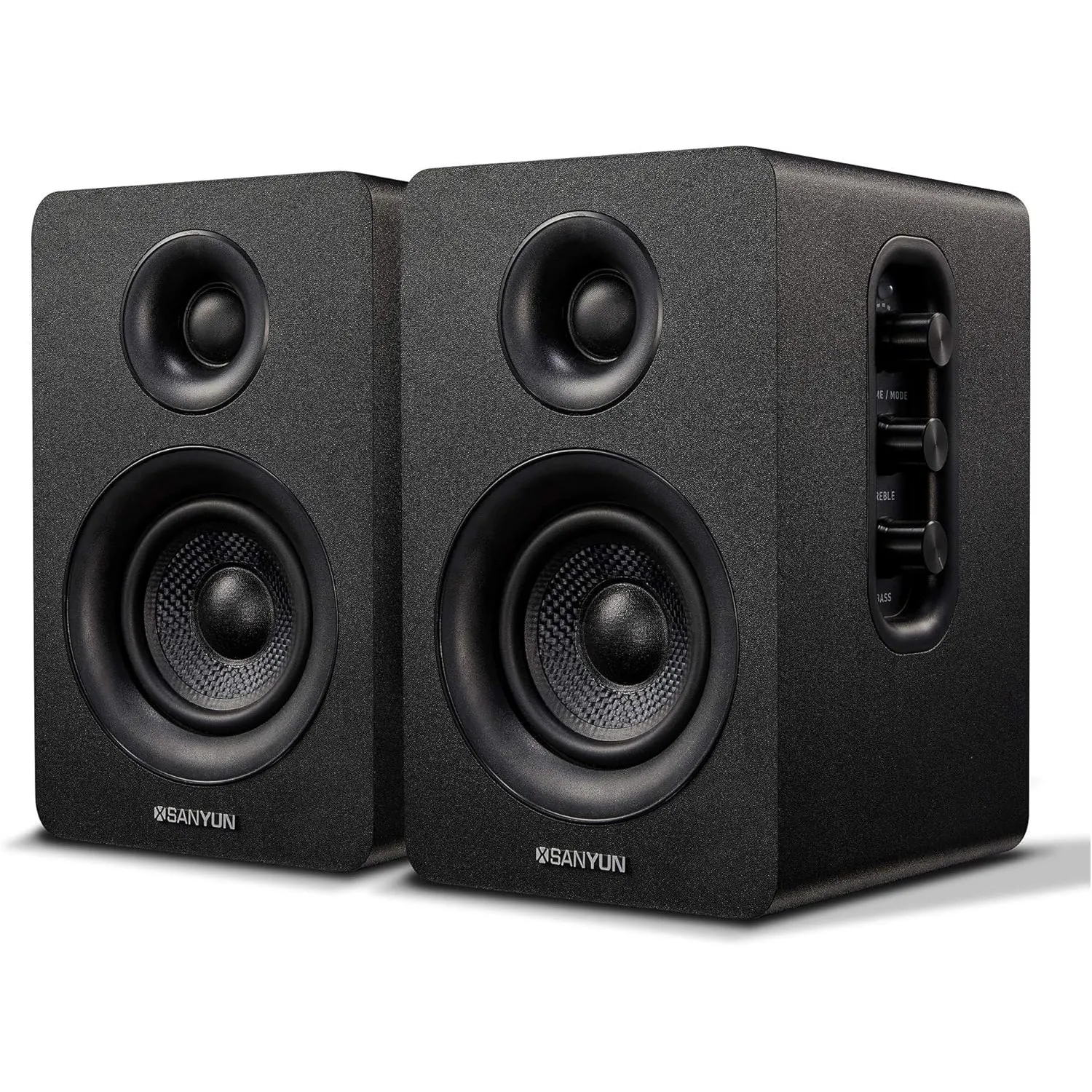 Sanyun SW208 Aktive Regallautsprecher, Bluetooth 5.0 3", 24-Bit-DAC | 60 W Kohlefaser 7,6 cm, USB- und AUX-Eingang 3,5 …