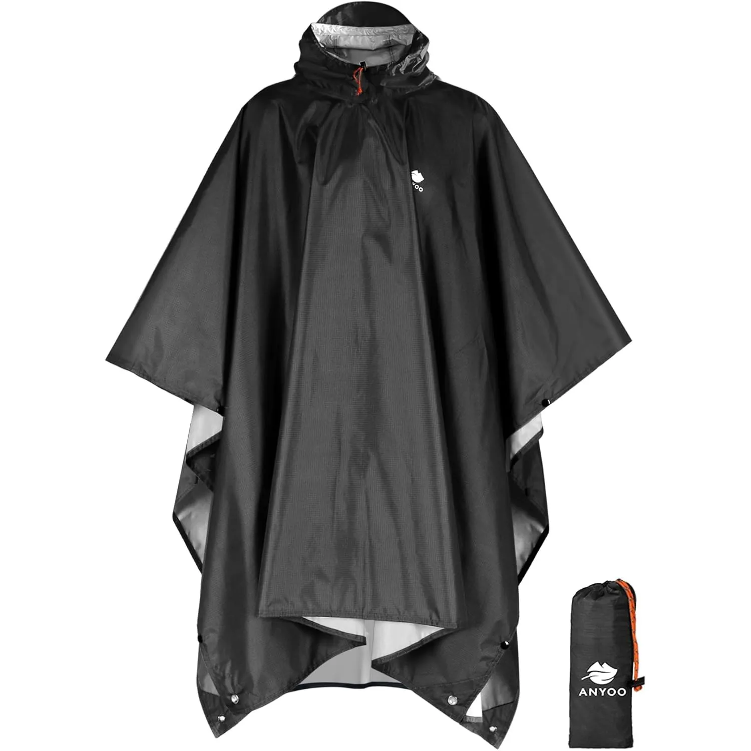 ANYOO Wasserdichter Regenponcho Leicht Wiederverwendbar Unisex Vielseitig