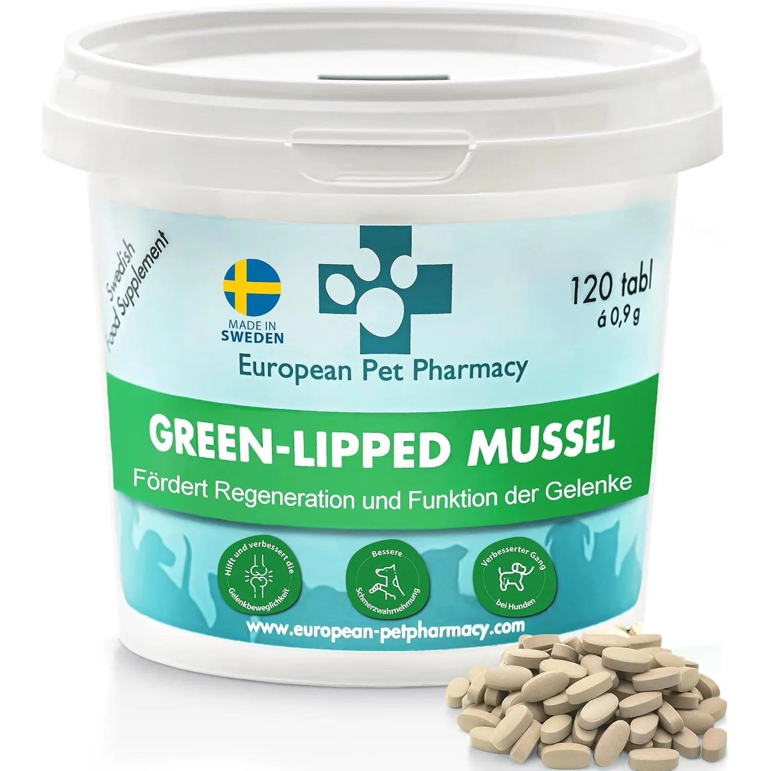 European Pet Pharmacy – Grünlippmuschel Gelenktabletten für Hunde und Katzen mit Glucosamin Chondroitin, Grünlippmusche…