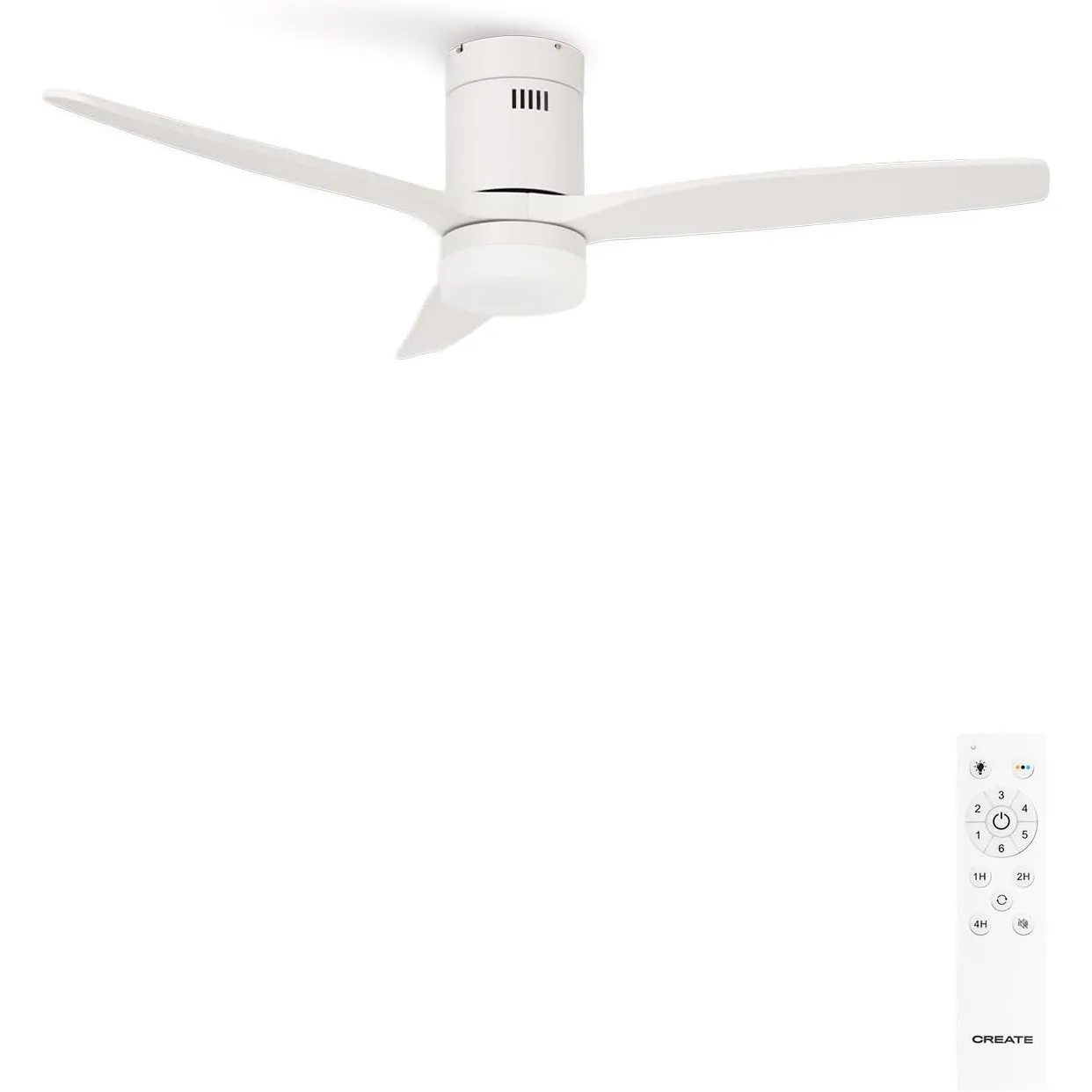 CREATE / WINDCALM M/Deckenventilator ABS mit Beleuchtung Weiß mit Fernbedienung / 40W, Leise, Ø132cm, 6 Geschwindigkeit…