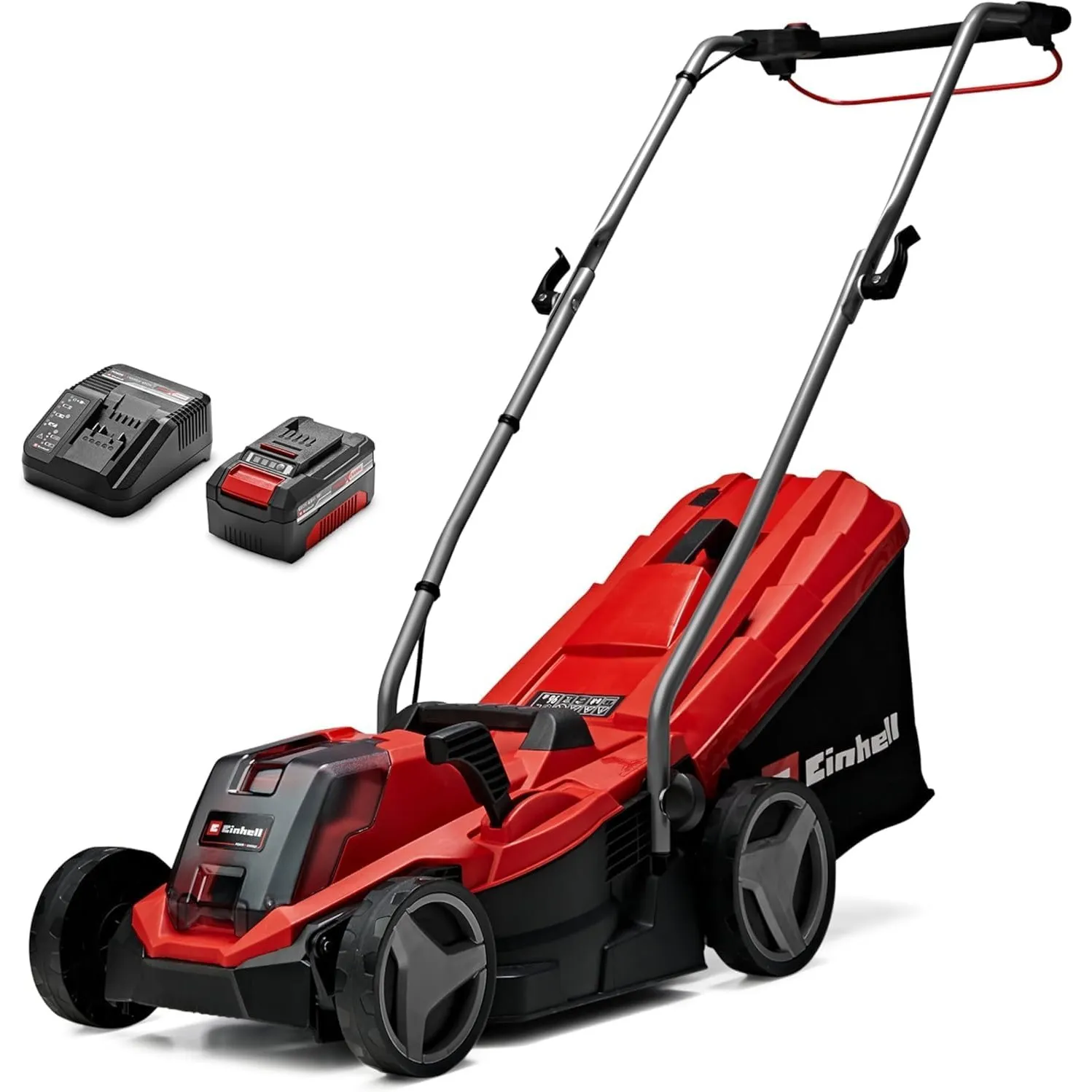 Einhell Akku-Rasenmäher GE-cm 18/33 Li Kit Power X-Change (18 V, 33 cm Schnittbreite, bis 200 m², Brushless, 30L Fangko…