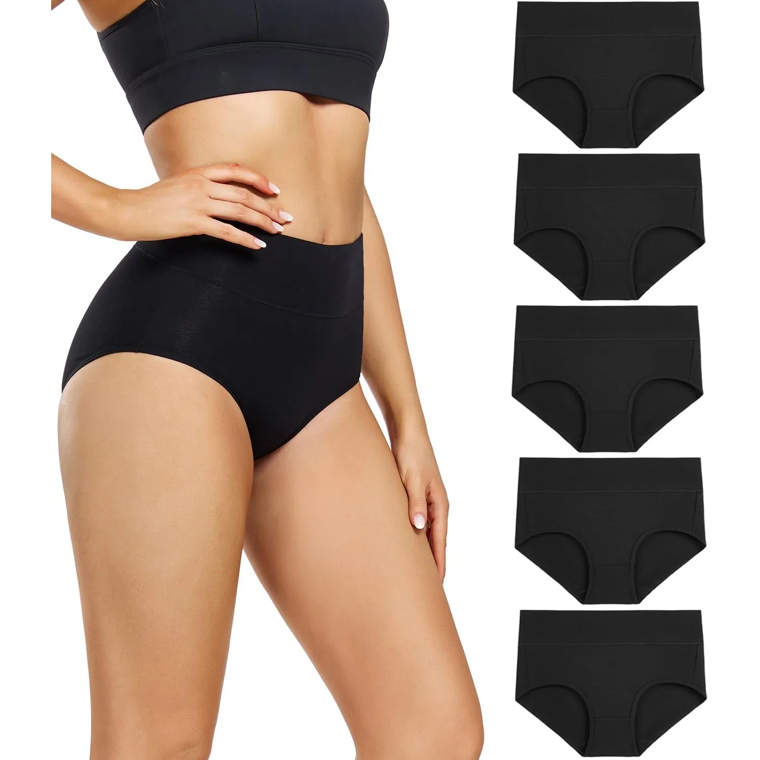 wirarpa Damen Unterhosen Baumwolle Slips Damen Unterwäsche Hohe Taille Taillenslip Weich Frauen 5er Pack