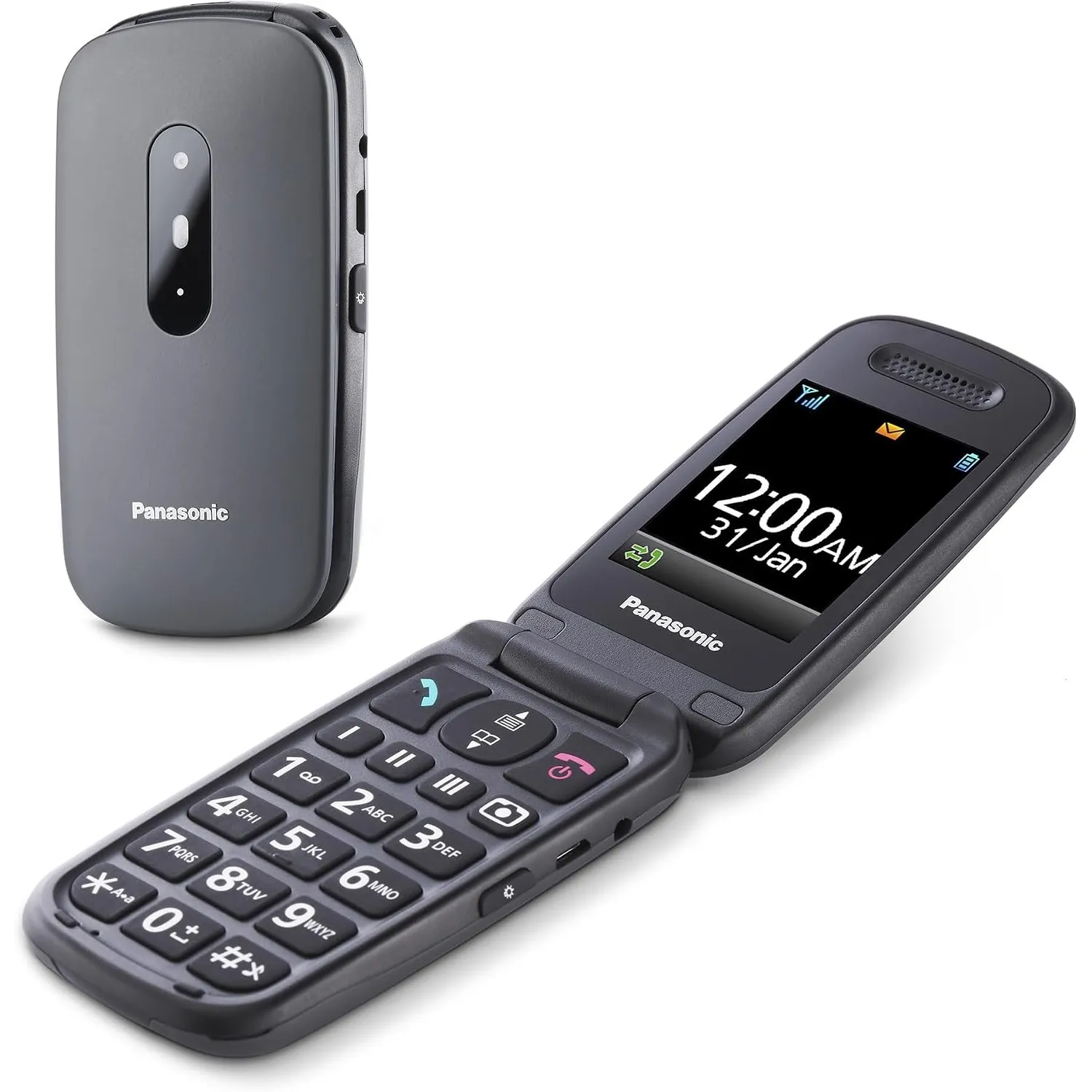 Panasonic KX-TU446EXG 2G Seniorenhandy ohne Vertrag (SOS-Notruftaste, Stoßfest, Sprachverstärker, große getrennte Taste…