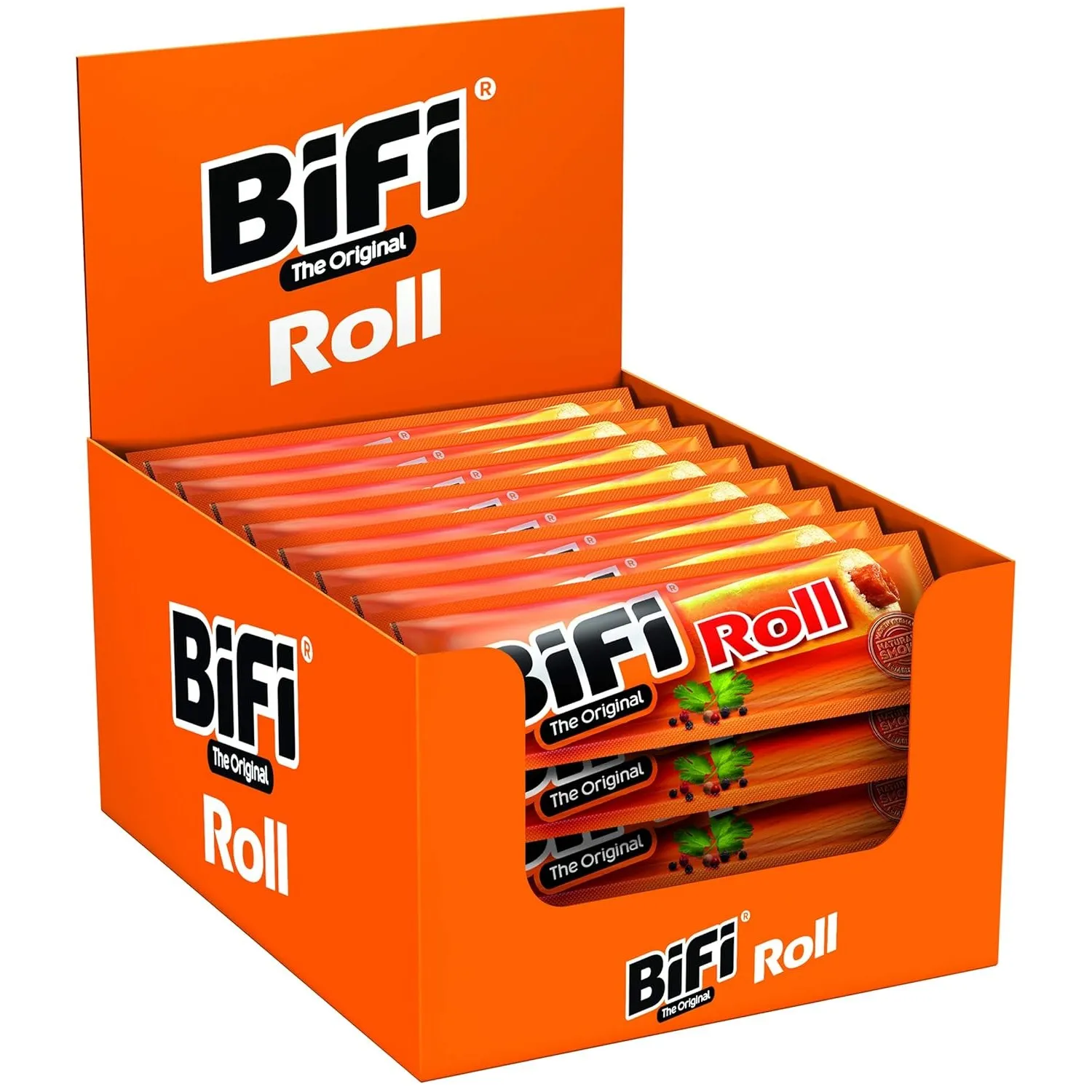 BiFi Roll – 24er Pack (24 x 45g) - Salami Snack in einem lockeren Teig – Original Wurstsnack To Go - für Unterwegs, im …