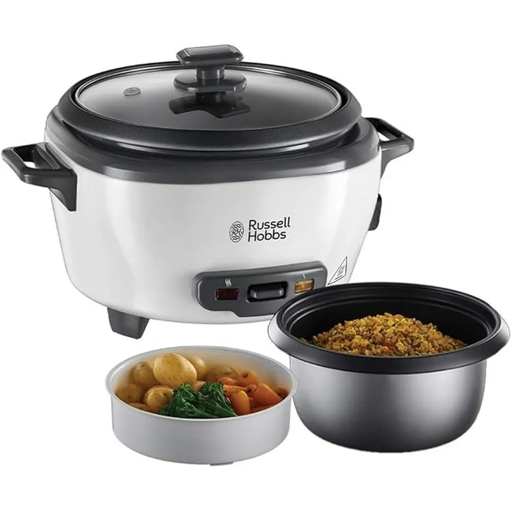 Russell Hobbs Reiskocher klein [medium] 0,8l (inkl. Dampfgarer-Einsatz, Warmhaltefunktion, antihaftbeschichteter Gartop…