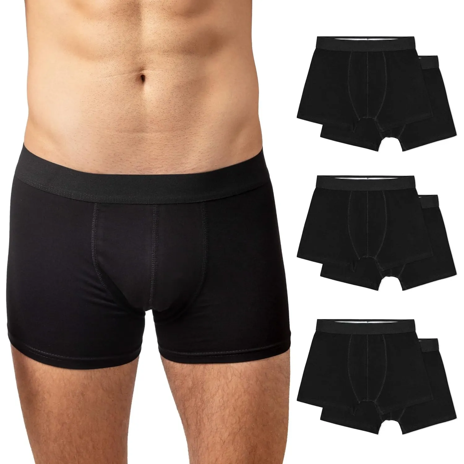 Snocks Herren Boxershorts ohne Logo aus Bio-Baumwolle, 6er Pack