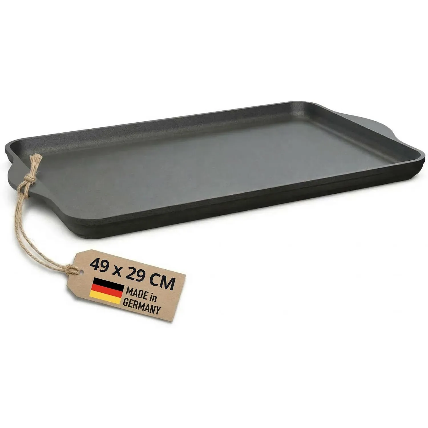 Lieblingspfanne Teppanyaki Grillplatte XXL 43x28 cm - mit Seitengriffen - glatte antihaftbeschichtete Plancha aus Alumi…