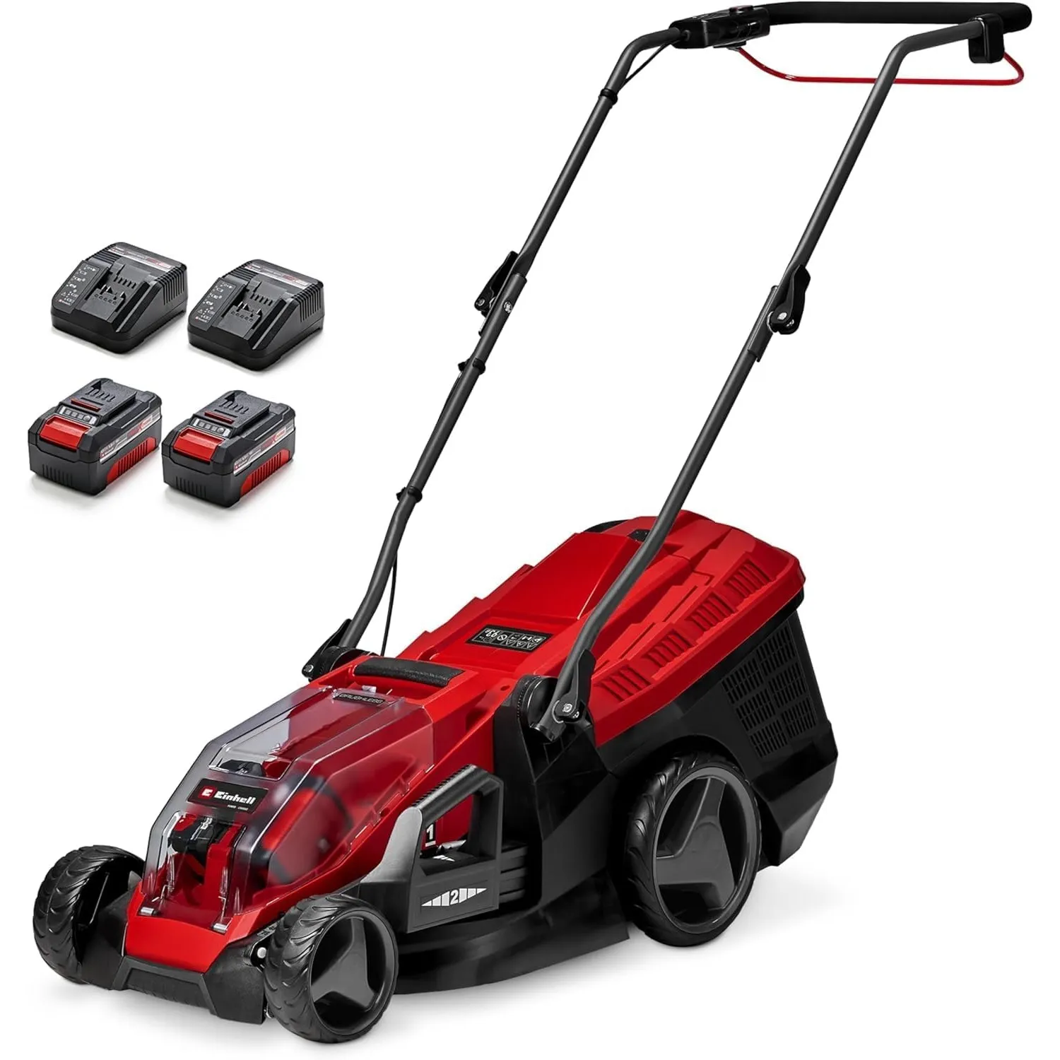 Einhell Akku-Rasenmäher GE-cm 36/36 Li Kit | PXC | 36 V | 36 cm Schnittbreite | bis 400 m² | Brushless | 40-L-Fangkorb …