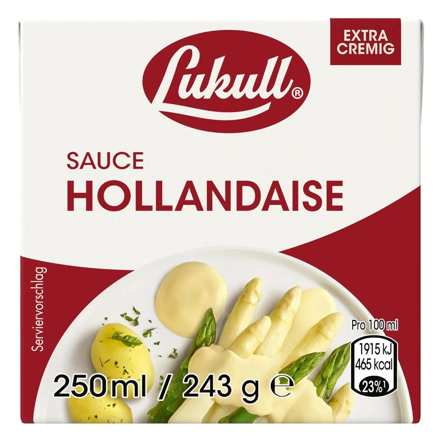 Lukull Sauce Lukull Hollandaise besonders cremige Sauce zu Spargel, Gemüse, Fleisch und Fisch, 250 ml tafelfertige Sauc…
