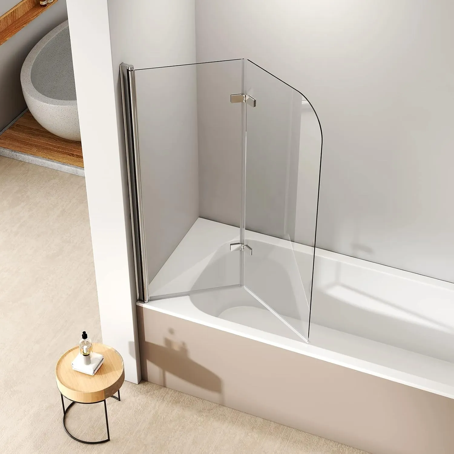 EMKE Duschwand für Badewanne 110x140cm, Badewanne-Duschwand 2-teilig Faltbar, Duschtrennwand für Badewannen Badewannena…