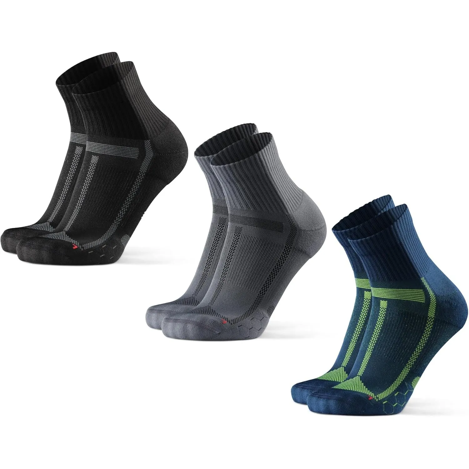 DANISH ENDURANCE Quarter Laufsocken, Knöchelhohe Sportsocken, Atmungsaktive Socken, Leichte Kompression, Gepolstert & A…