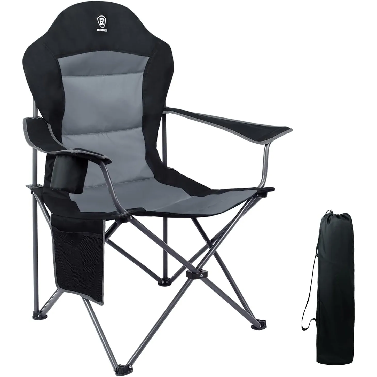 EVER ADVANCED Luxus Campingstuhl Faltbar 160 KG Belastbar Ultragroß mit Hochlehner Bequem Gepolster Klappstuhl Camping …