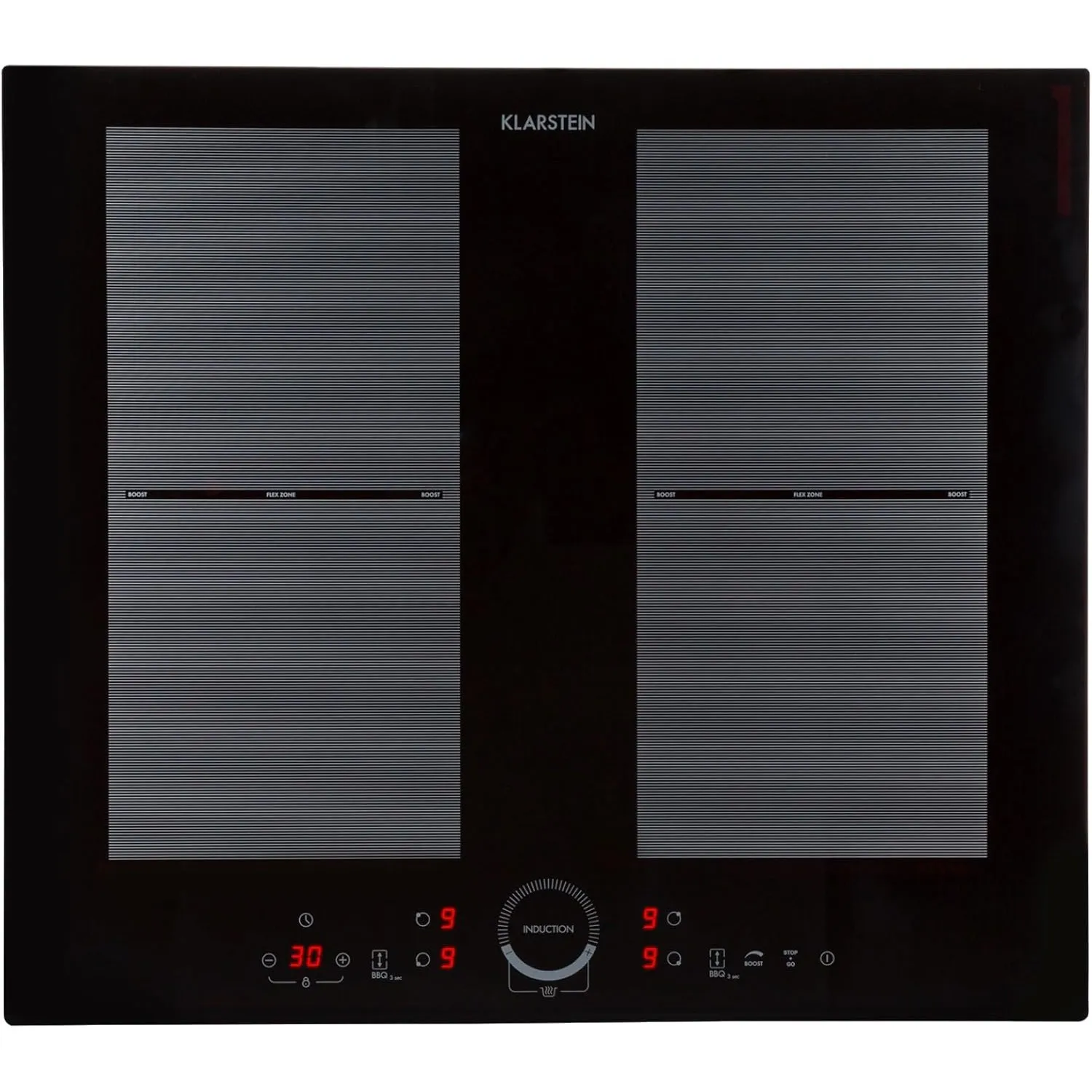 Klarstein Induktionskochfeld 4 Platten, Glaskeramik Kochfeld zum Einbauen, Touch-Display, Digitalanzeige und Timer-Funk…