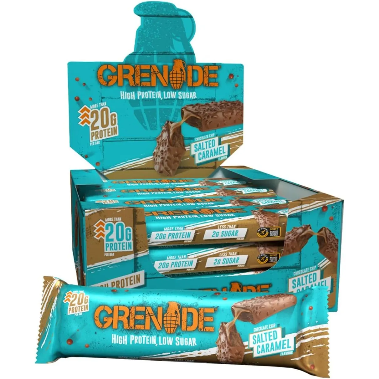 Grenade Proteinriegel - Chocolate Chip Salted Caramel, 12 x 60 g