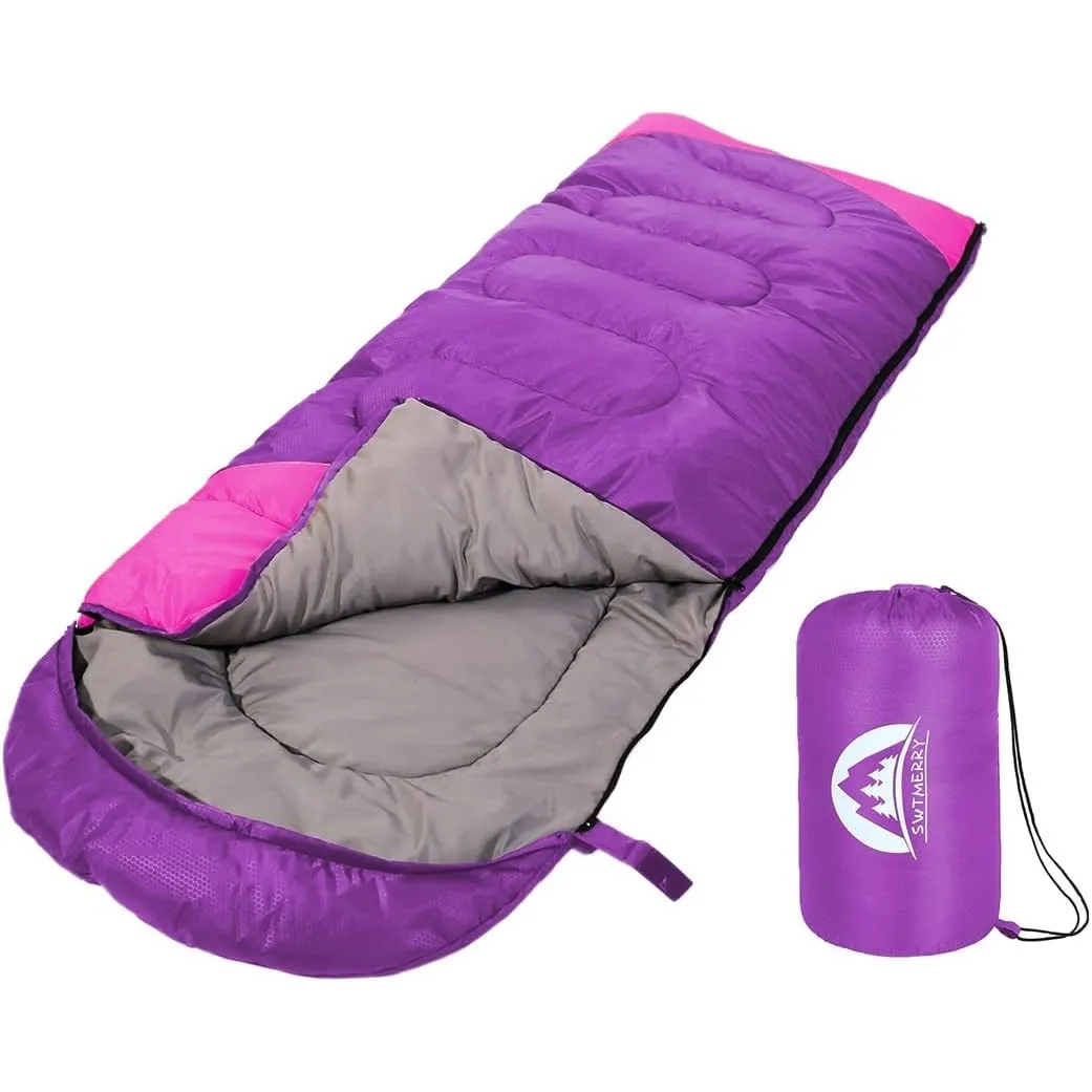 SWTMERRY - Schlafsack für 3-4 Jahreszeiten (Sommer, Frühling, Herbst, Winter) warmes und kühles Wetter – leicht, Jugend…
