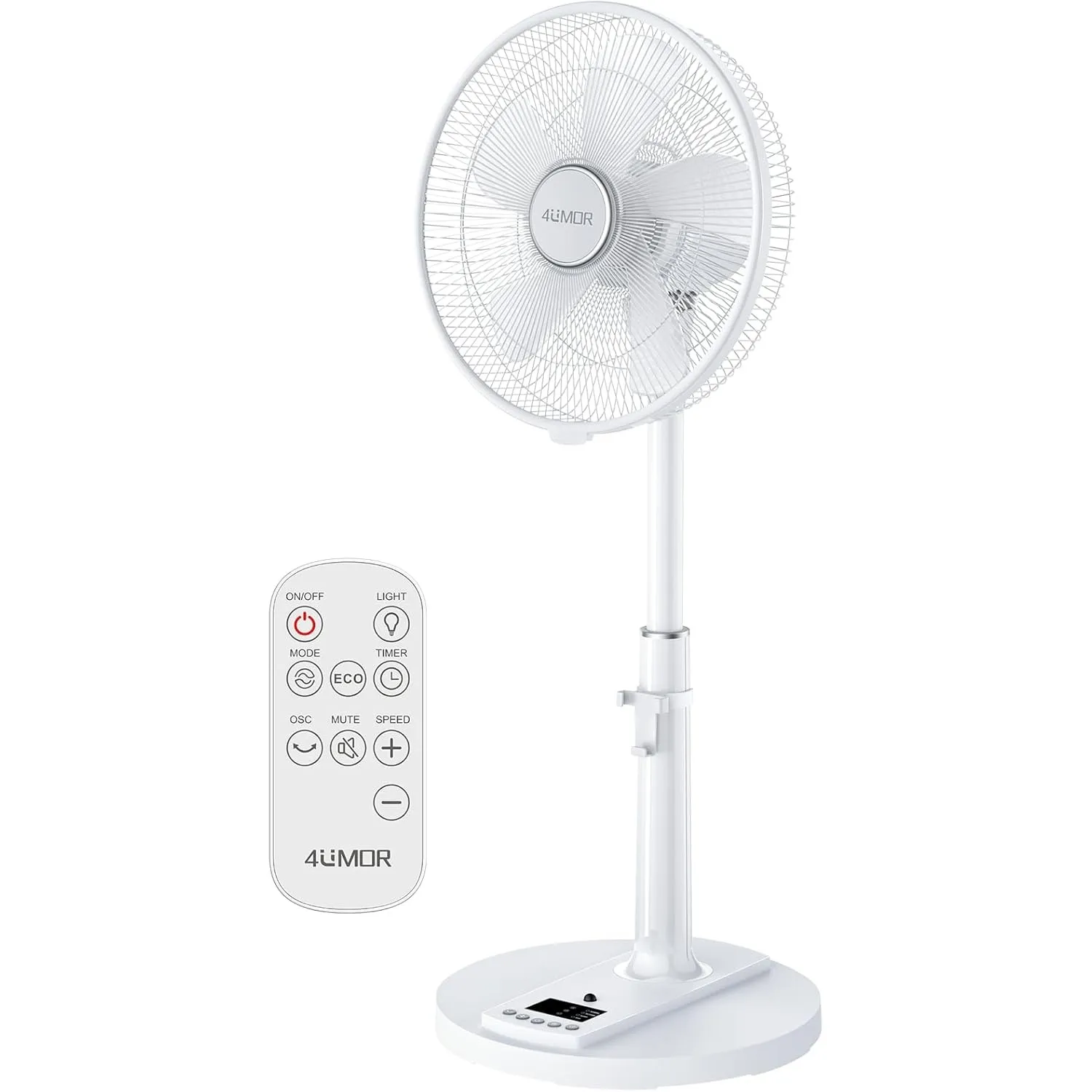 4UMOR Standventilator leise 24W 20dB DC Motor 9 Geschwindigkeiten Oszillation90° verstellbar Ventilator mit Fernbedienu…