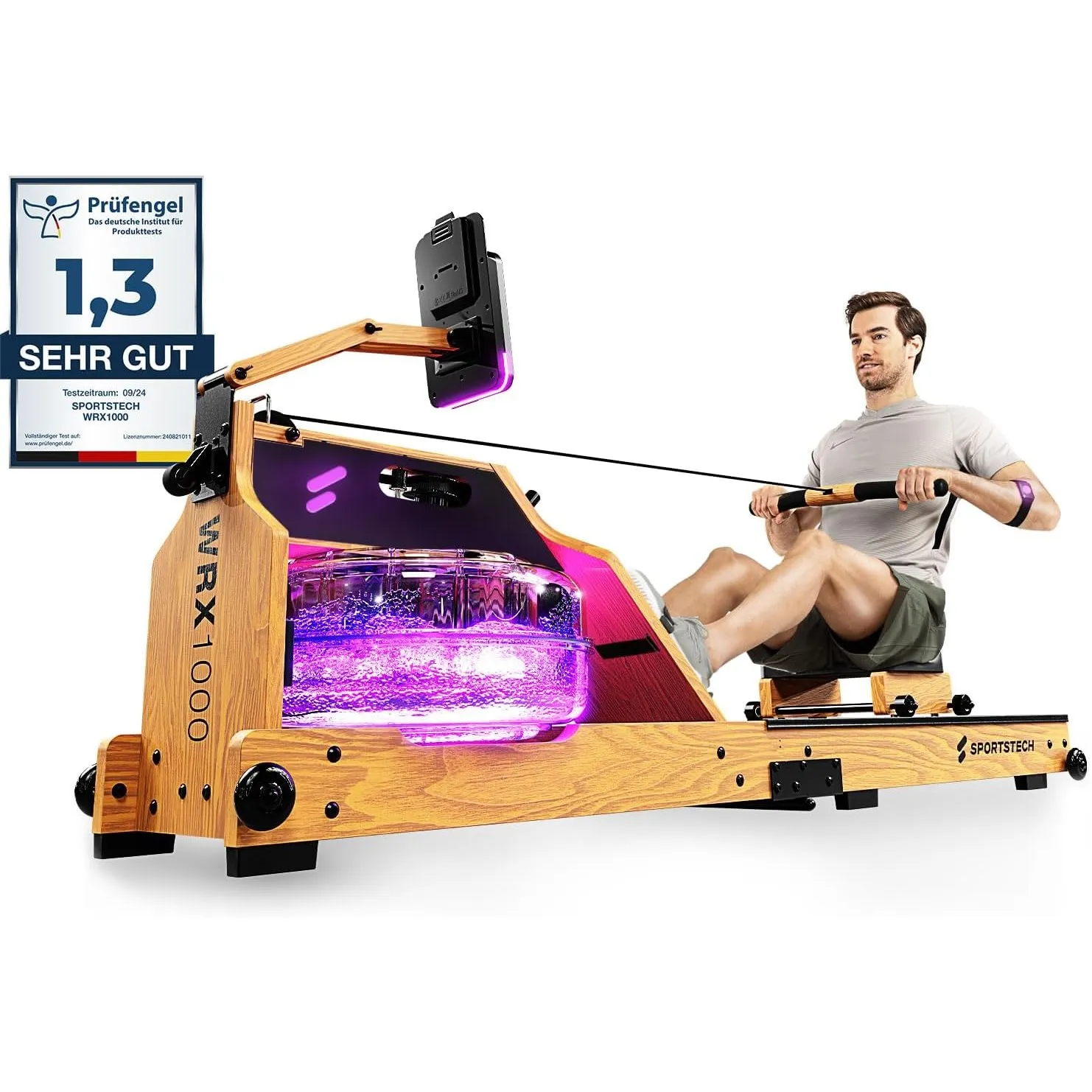 Sportstech, Wasserrudergerät + 3-Fach individuell verstellbar WRX1000