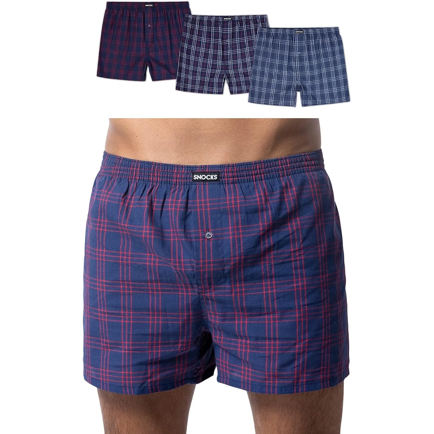 Snocks American Boxershorts Herren aus Bio-Baumwolle, 3er-Pack