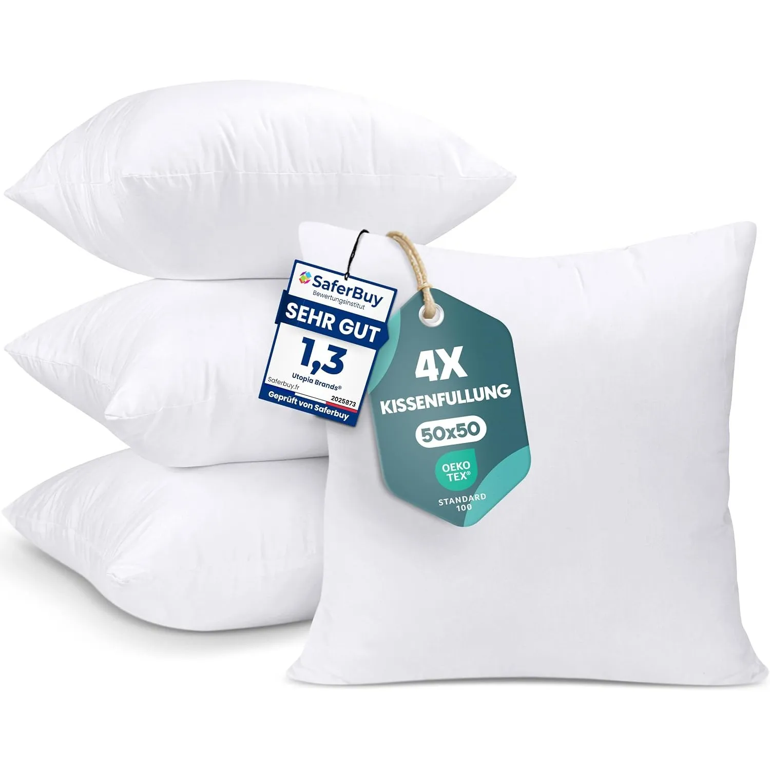 Utopia Bedding Kissenfüllung 50x50 4er Set Innenkissen Kissen Sofakissen