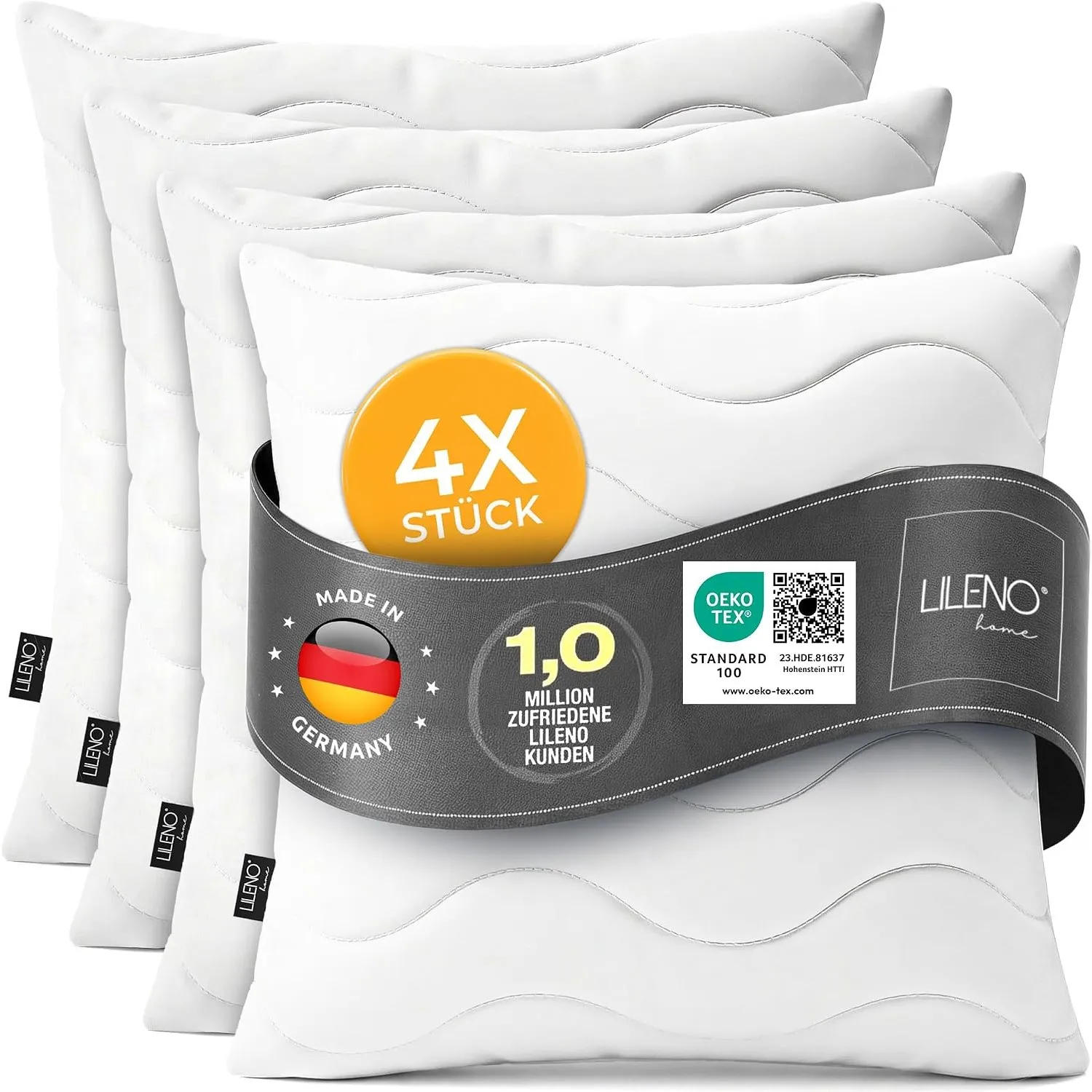 LILENO HOME Kissen 50x50 (4er Set) – 95 °C waschbar, Ökotex 100