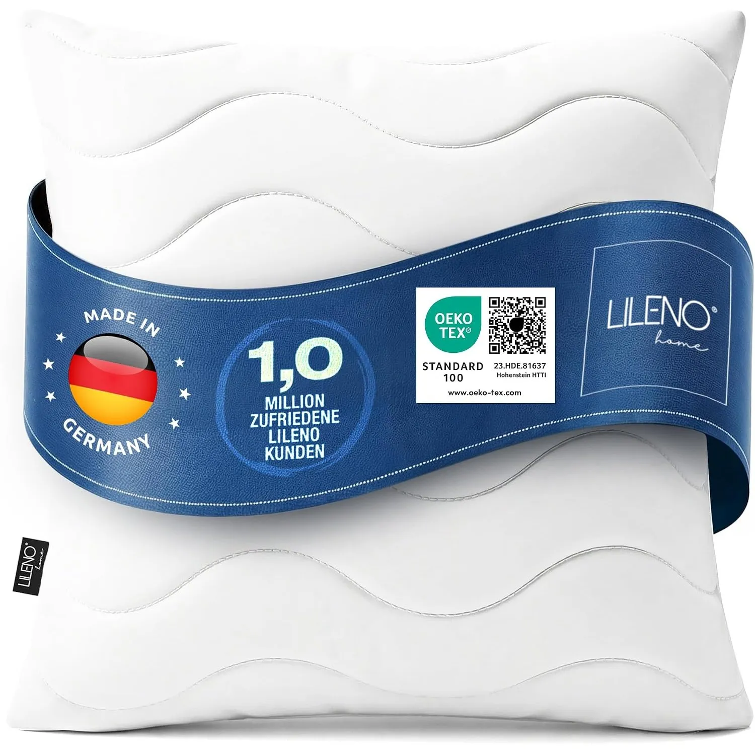 LILENO HOME Kopfkissen 80x80 (1er Set) – 95°C waschbar, Ökotex 100
