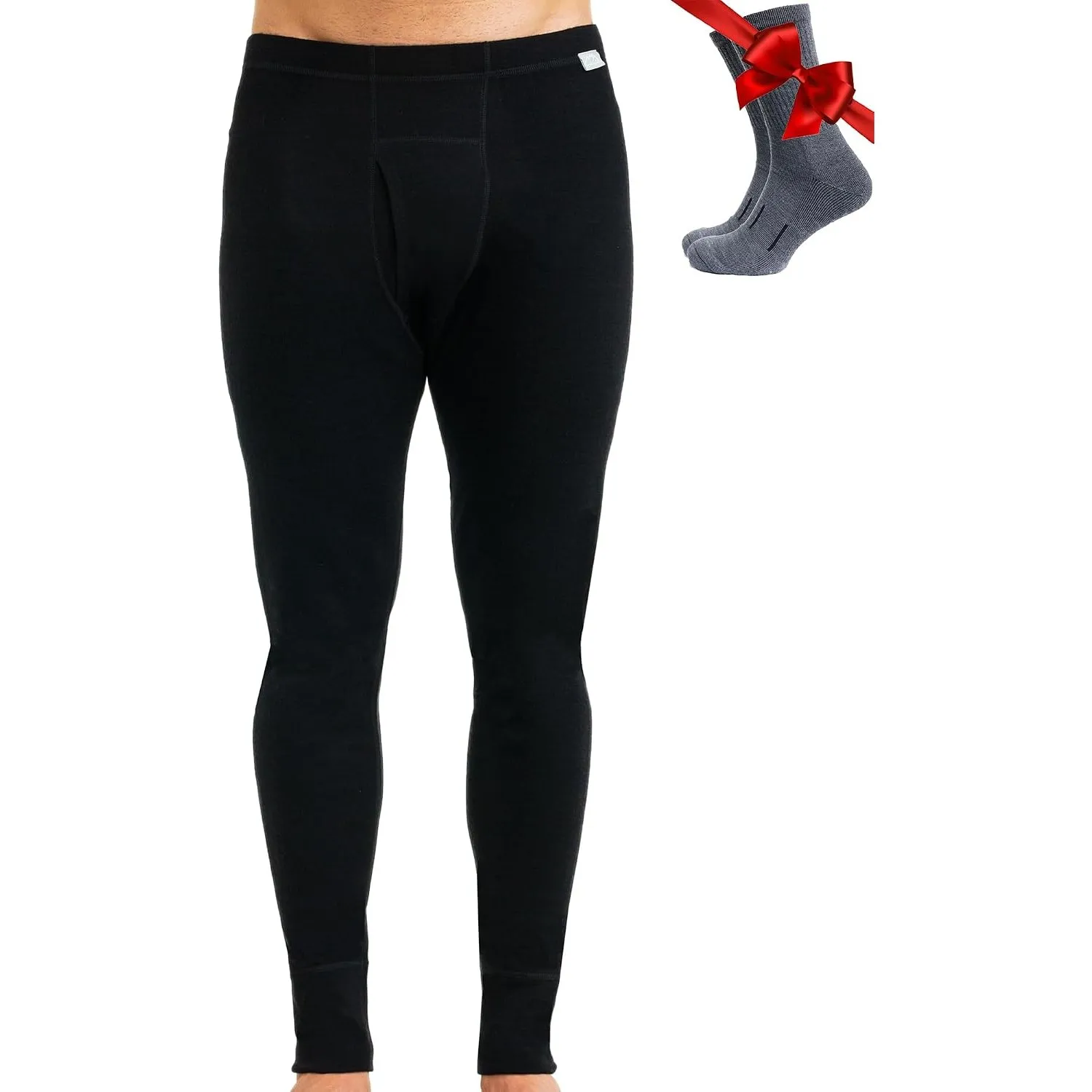Merino.tech 100% Merino Lange Unterhose Herren Ganzjahres + Wollsocken