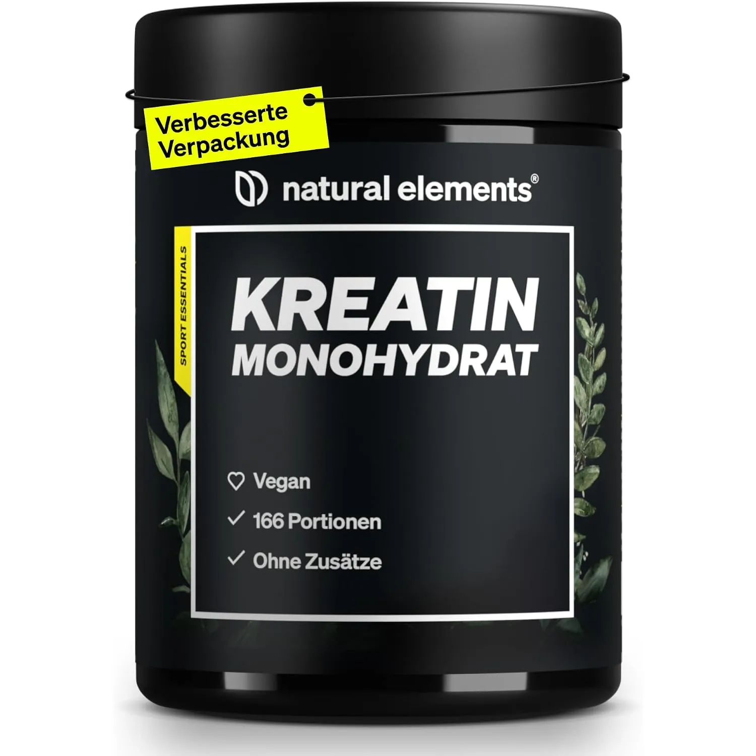 natural elements Creatin Monohydrat – 500g ultrafeines Pulver (Meshfaktor 200) – 166 Portionen reines Kreatin – hochdos…