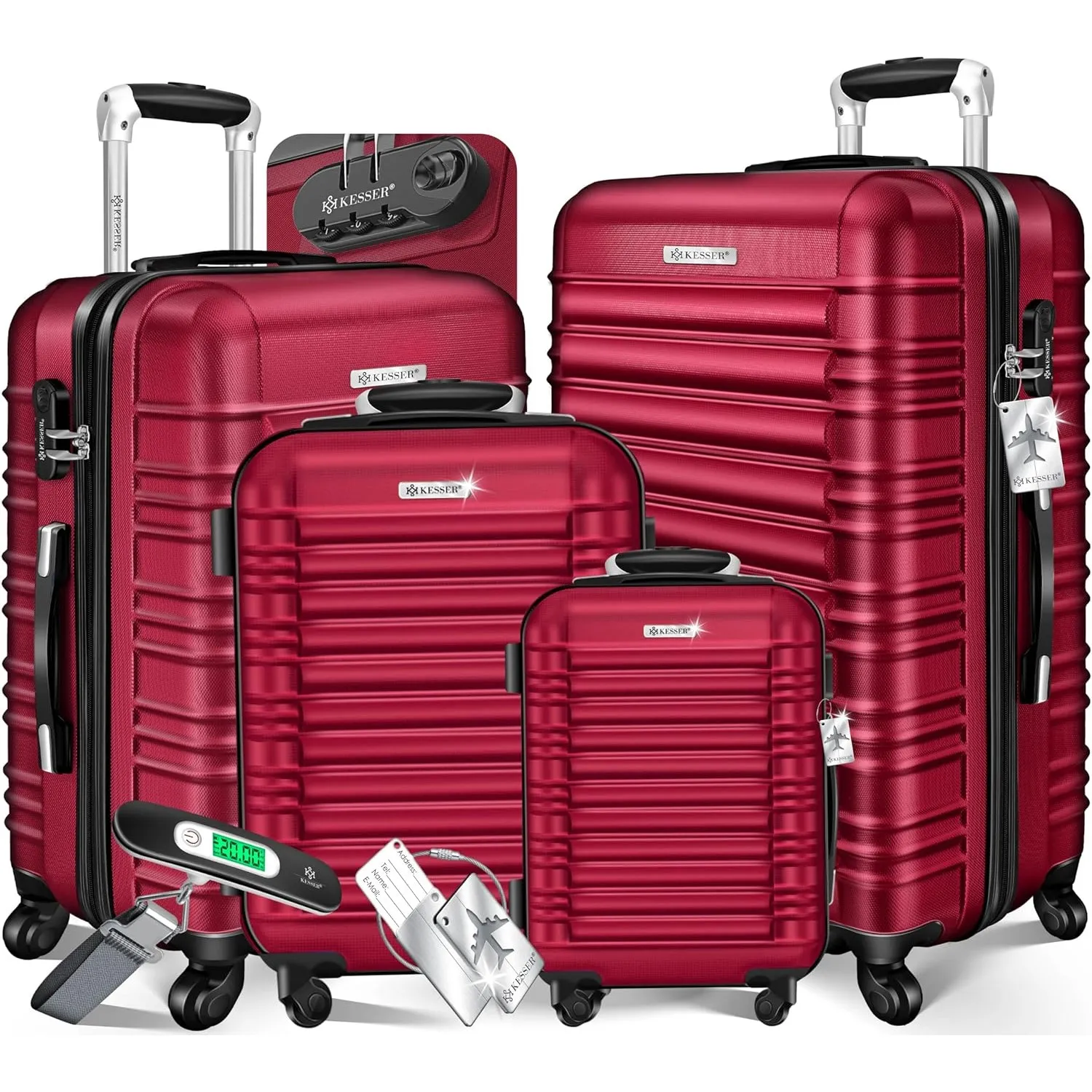 KESSER® 4tlg. Hartschalenkofferset Hartschalenkoffer Reisekoffer Set Reisekofferset Trolley Koffer 4 Rollen ABS-Hartsch…
