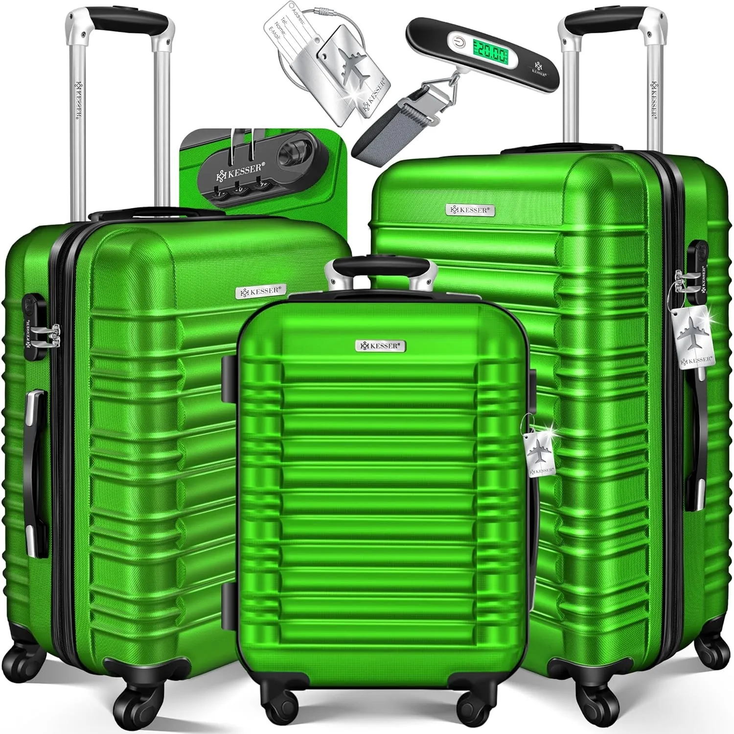 KESSER® 3tlg. Hartschalenkofferset Hartschalenkoffer Reisekoffer Set Reisekofferset Trolley Koffer 4 Rollen ABS-Hartsch…