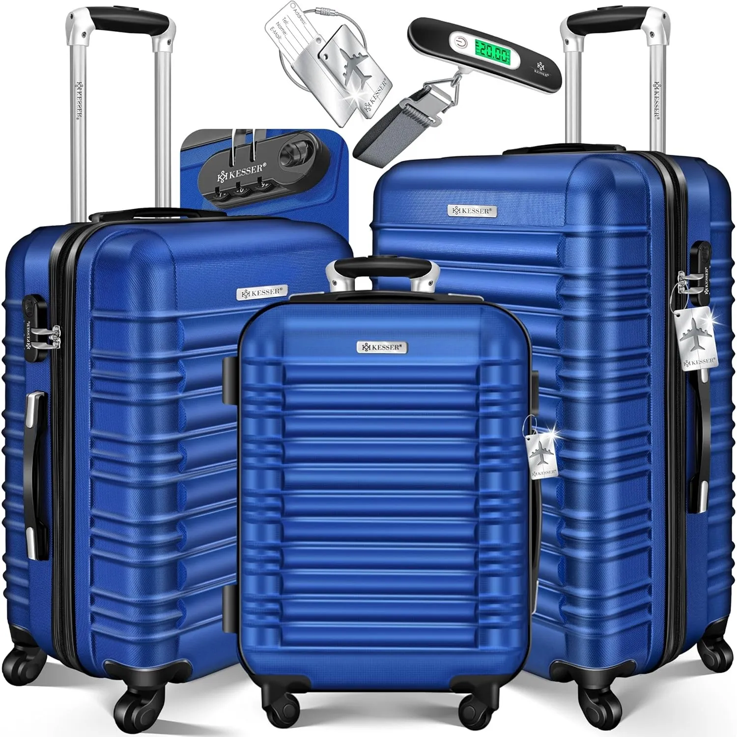 KESSER® 3tlg. Hartschalenkofferset Hartschalenkoffer Reisekoffer Set Reisekofferset Trolley Koffer 4 Rollen ABS-Hartsch…
