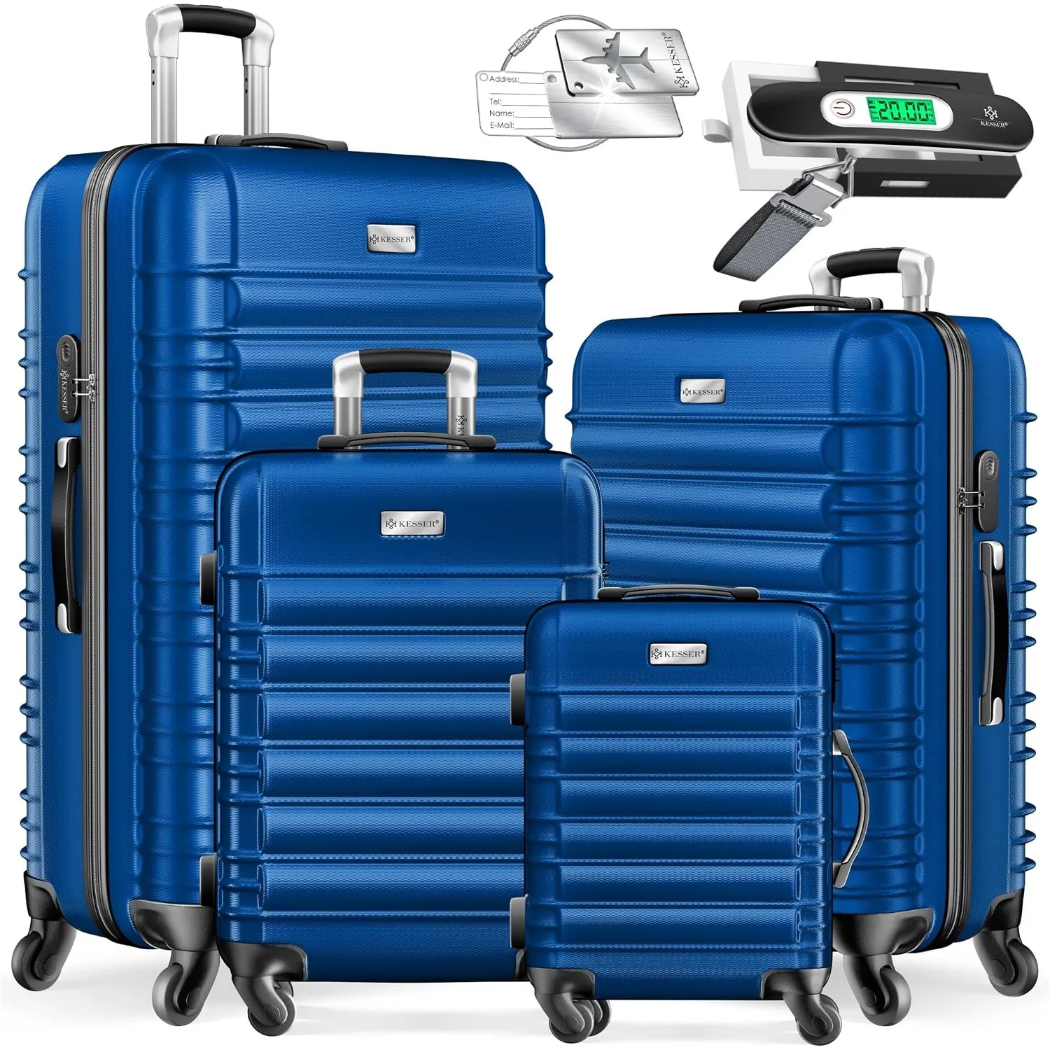 KESSER® 4tlg. Hartschalenkofferset Hartschalenkoffer Reisekoffer Set Reisekofferset Trolley Koffer 4 Rollen ABS-Hartsch…