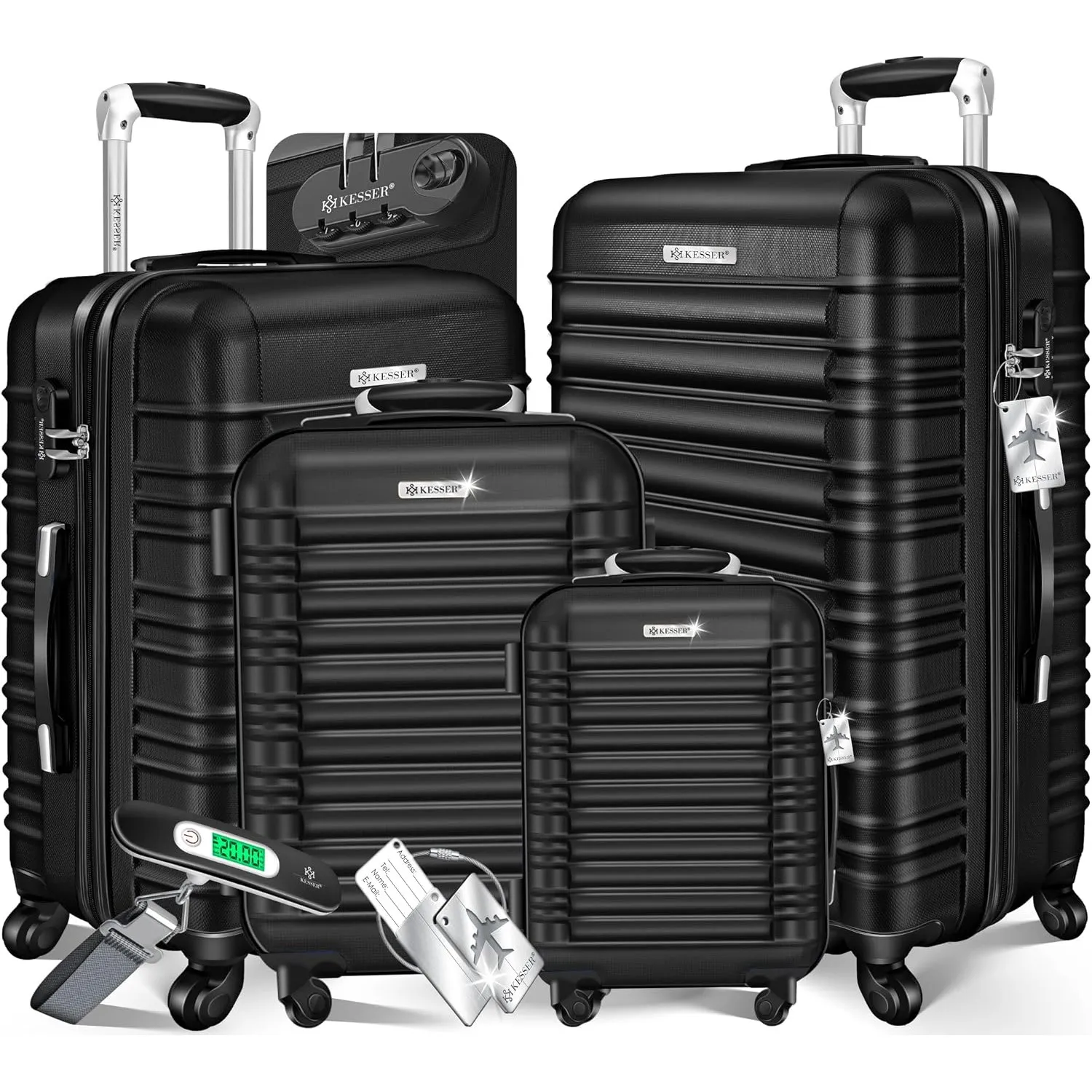 KESSER® 4tlg. Hartschalenkofferset Hartschalenkoffer Reisekoffer Set Reisekofferset Trolley Koffer 4 Rollen ABS-Hartsch…