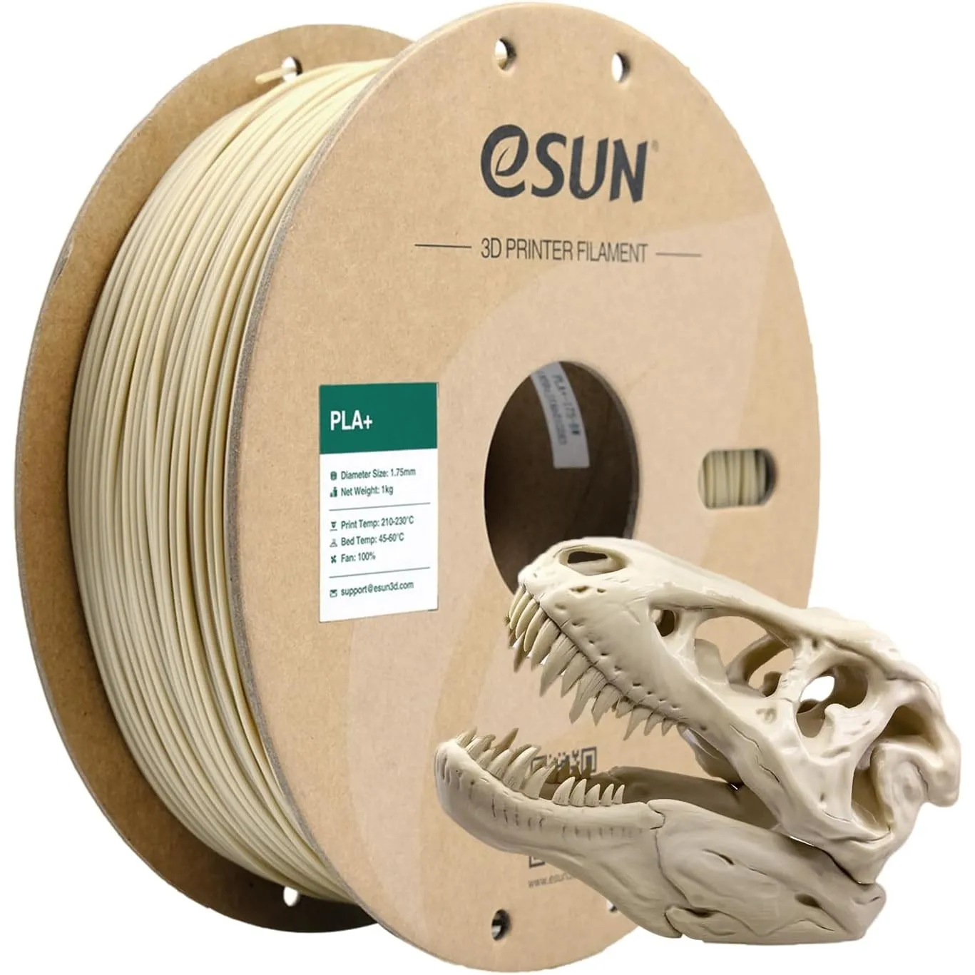 eSUN PLA+ Filament 1.75mm, Knochen Weiß, 1KG